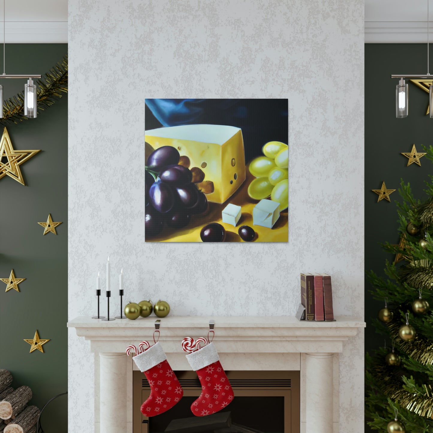 Cheese and Grapes Tapestry - Canvas