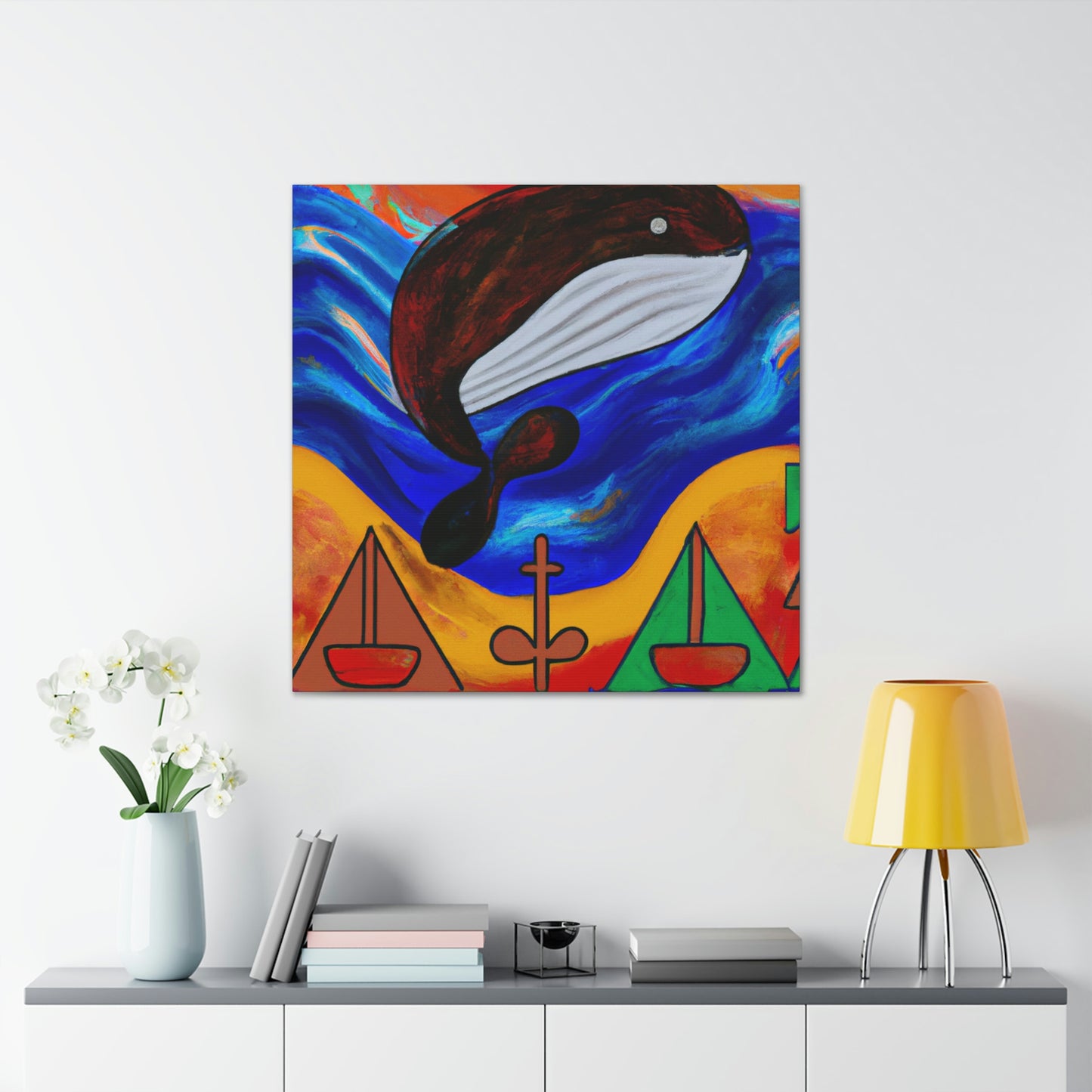 Whales in Blue Skies - Canvas