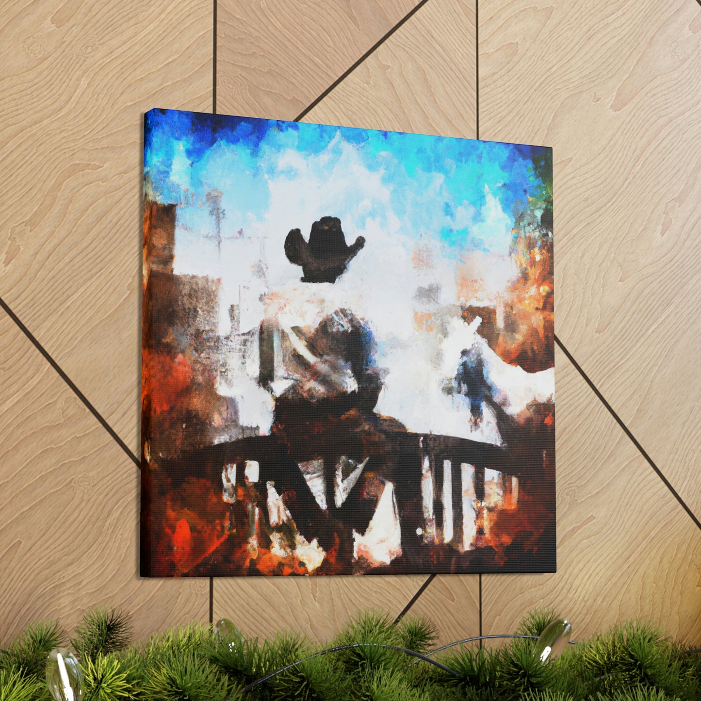 Cowboy on a Fence - Canvas