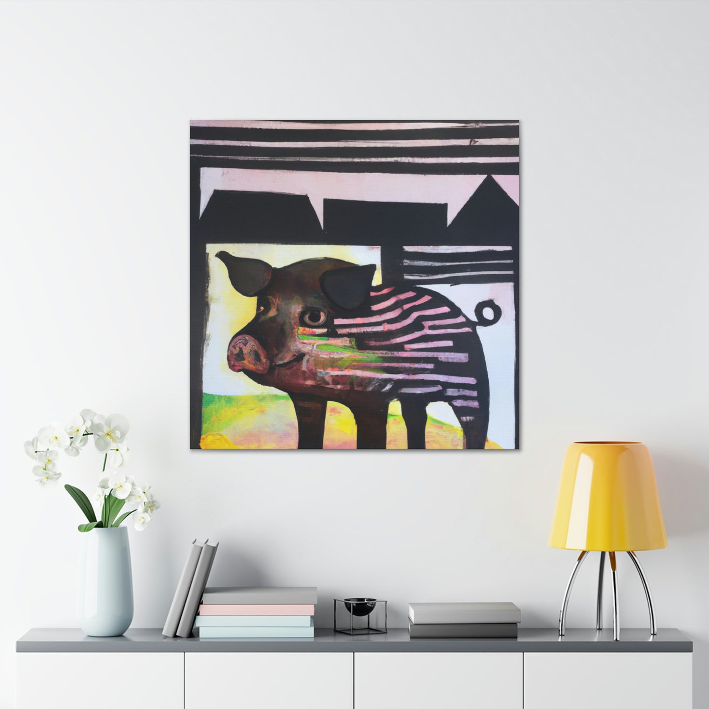 Pig in Pastel Hues - Canvas