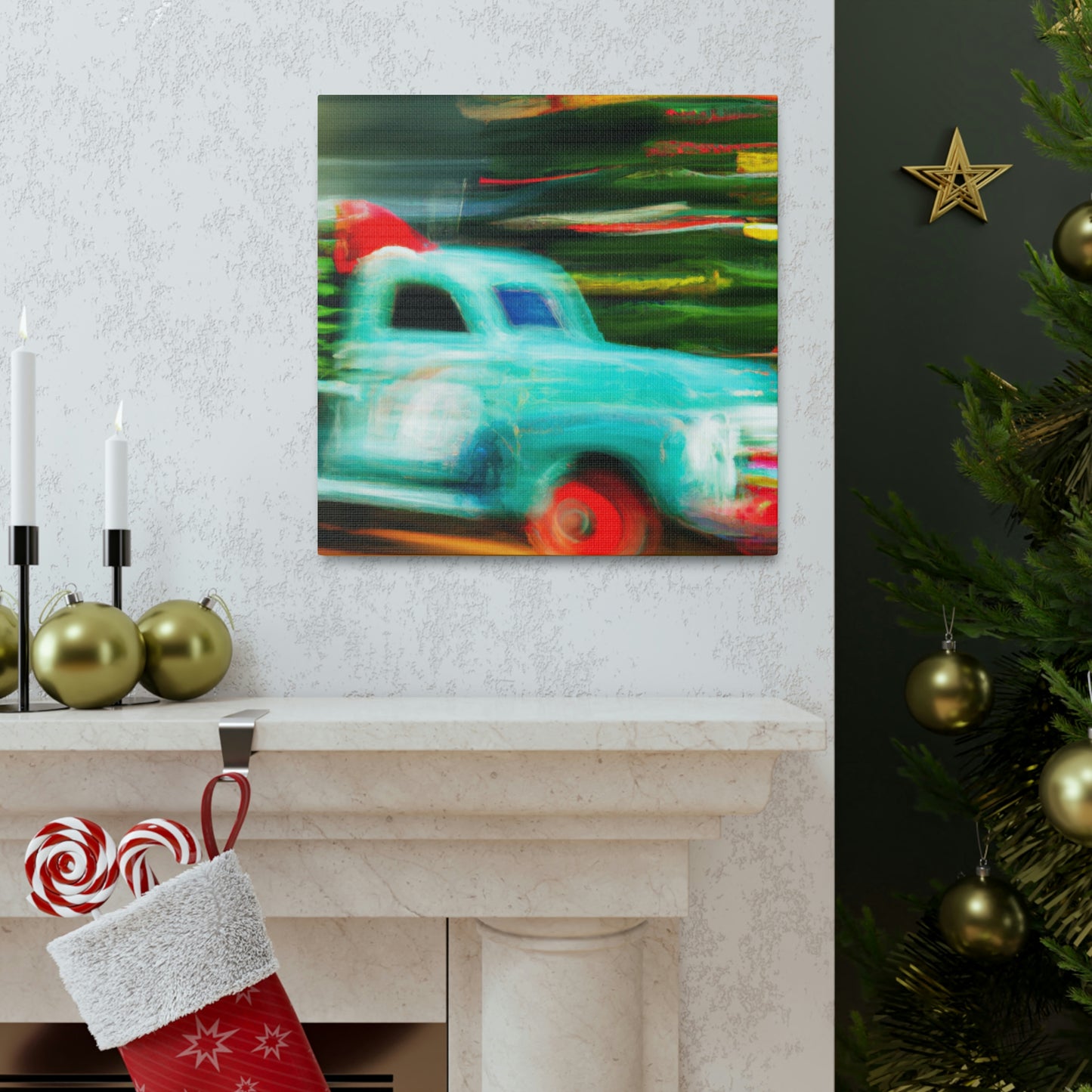 "Vintage Christmas Delivery Truck" - Canvas