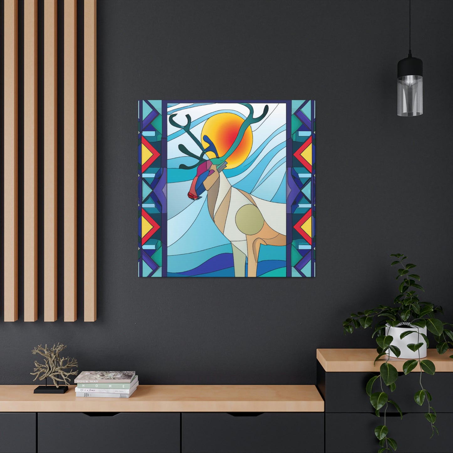 "Reindeer's Radiant Dance" - Canvas