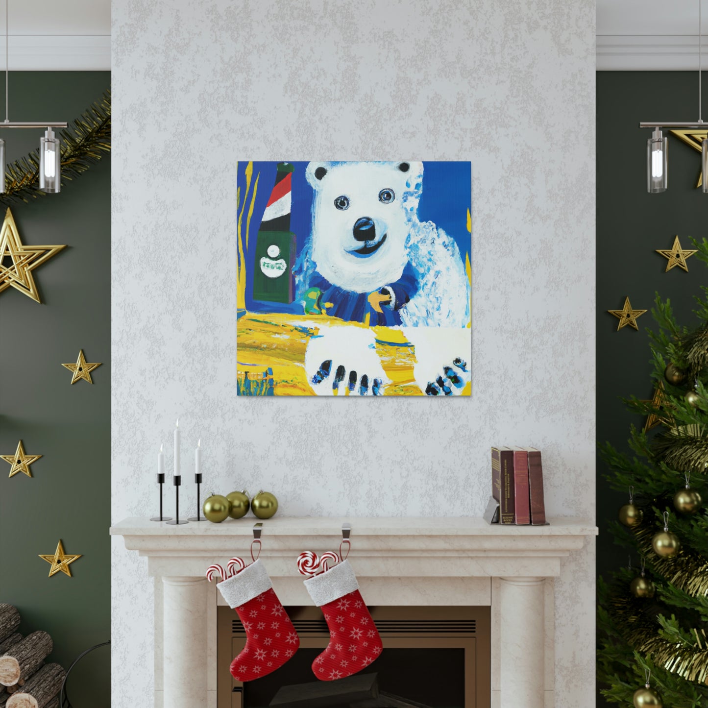 Polar Bear Reflection. - Canvas