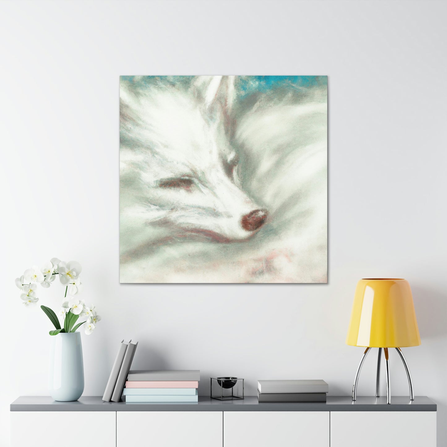 "Arctic Fox in White" - Canvas