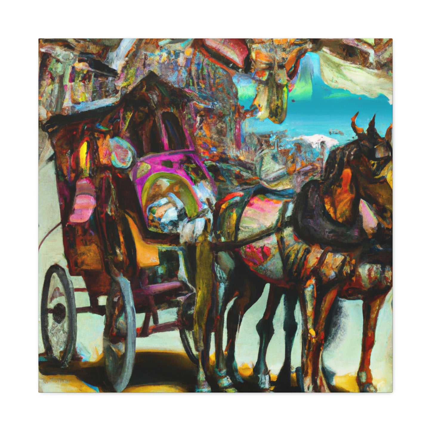 "Carriage on a Horse" - Canvas