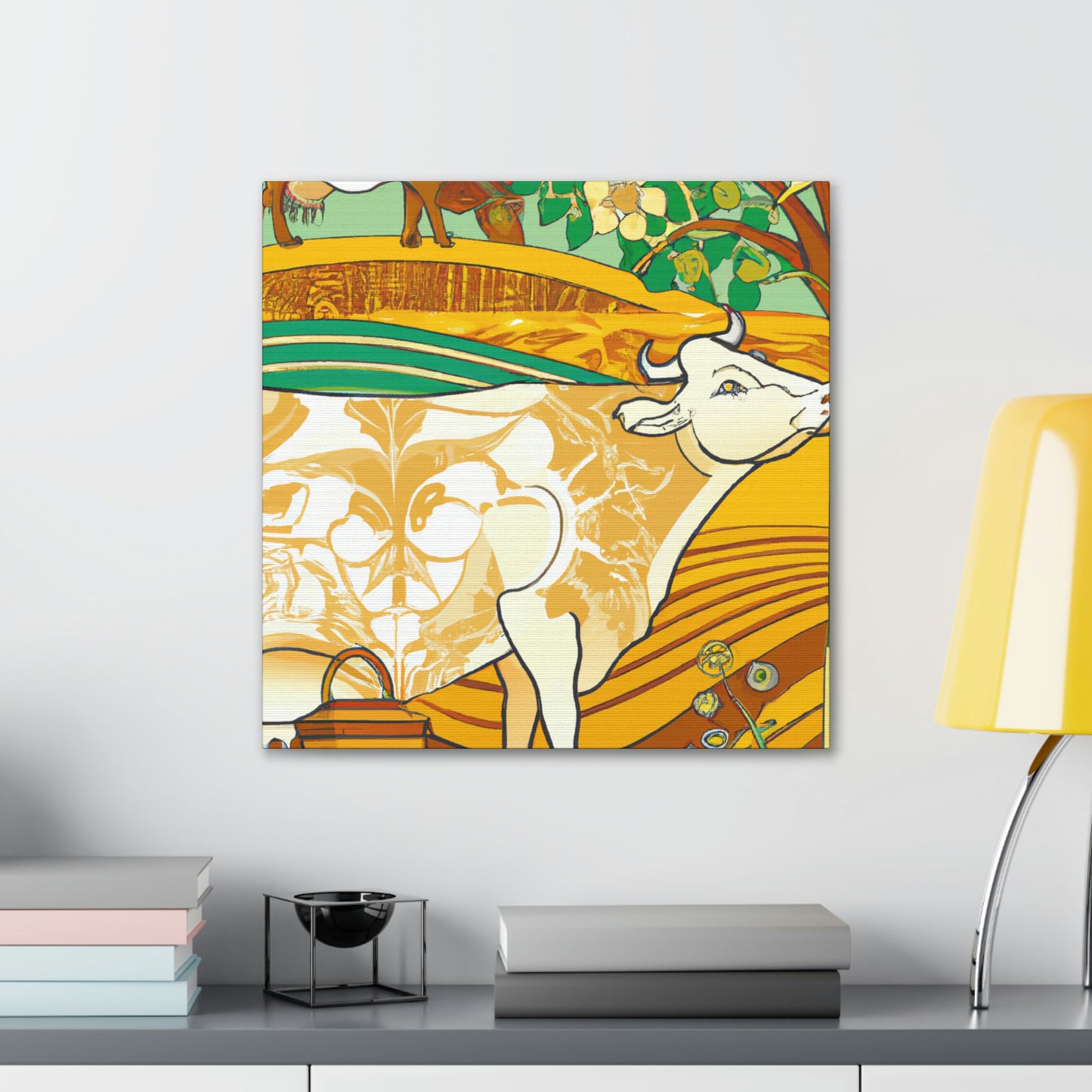 Mooing in Moonlight. - Canvas