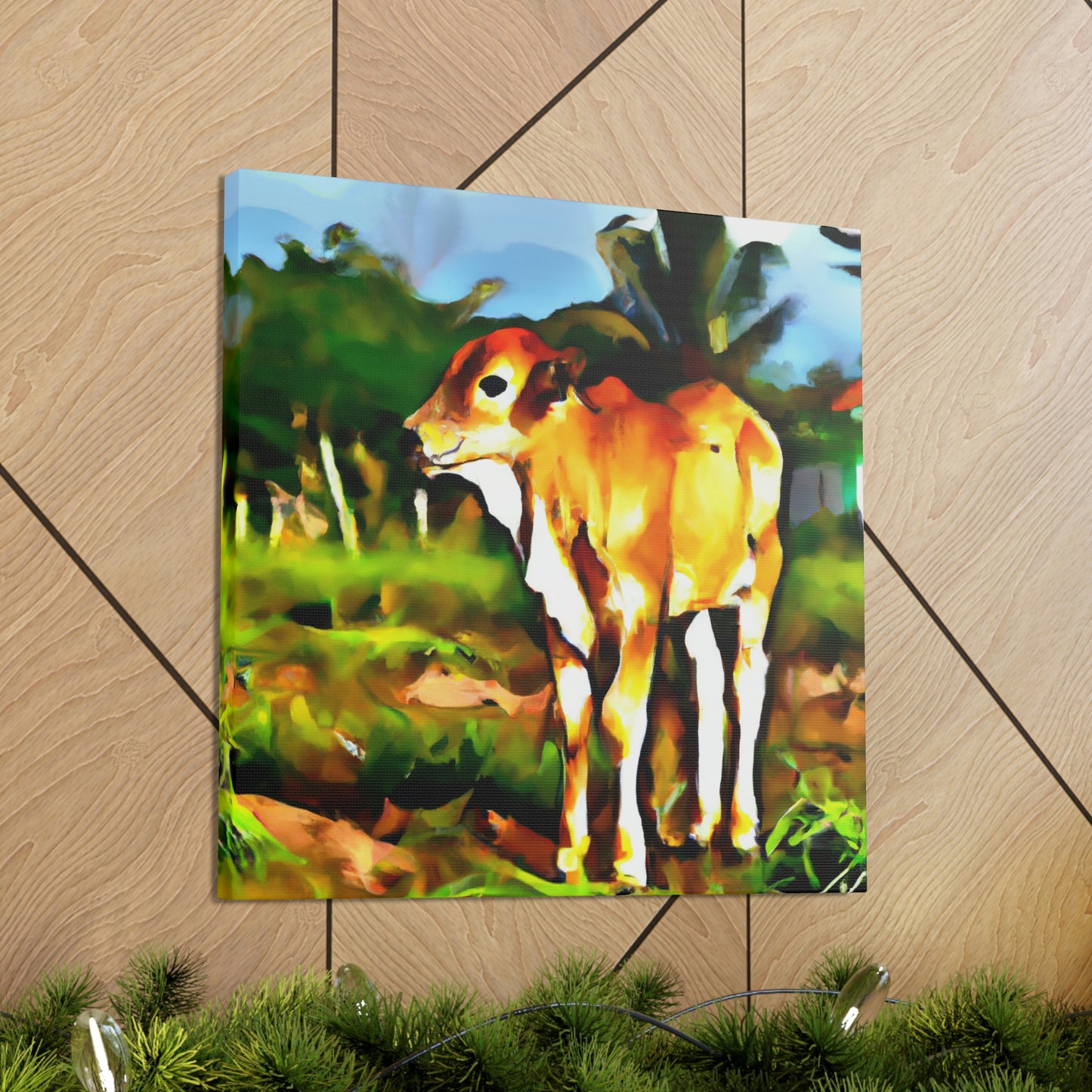 Calf in Neon Glory - Canvas