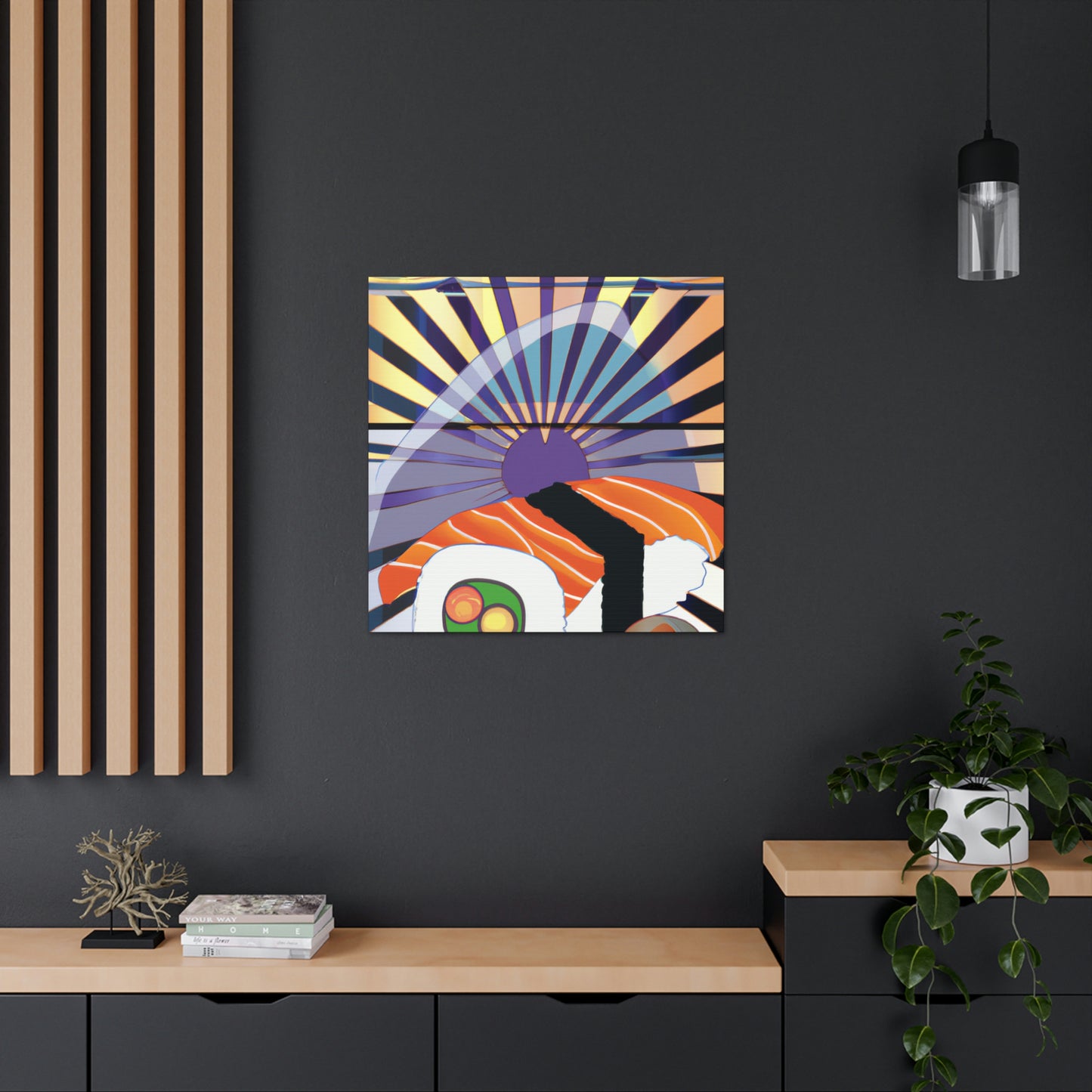 "Lively Deco Sushi Feast" - Canvas