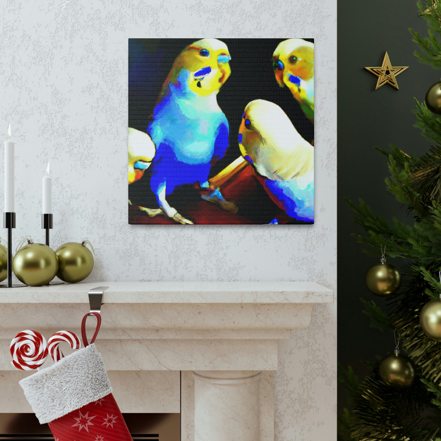 Parakeets in Deco - Canvas