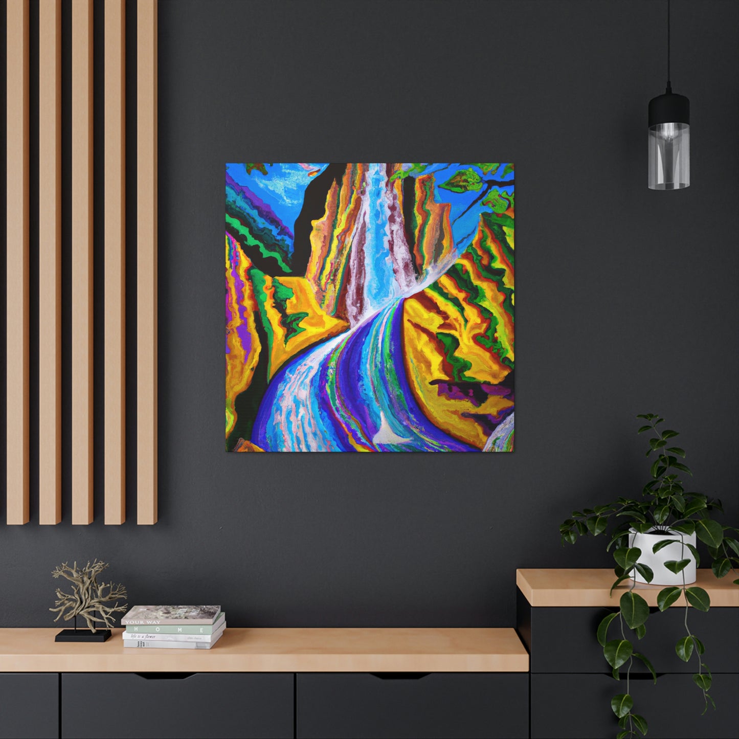 Waterfall in Expressionism - Canvas