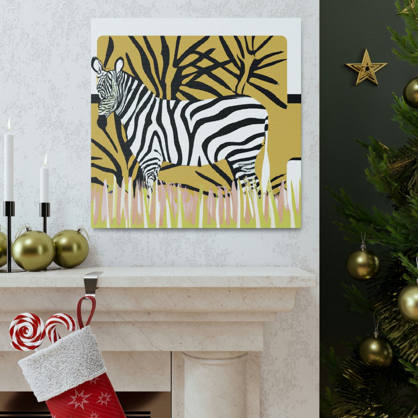 "Gilded Zebra Splendor" - Canvas