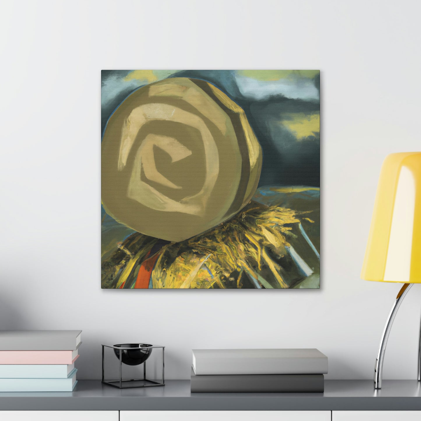 "Hay Bales in Moonlight" - Canvas