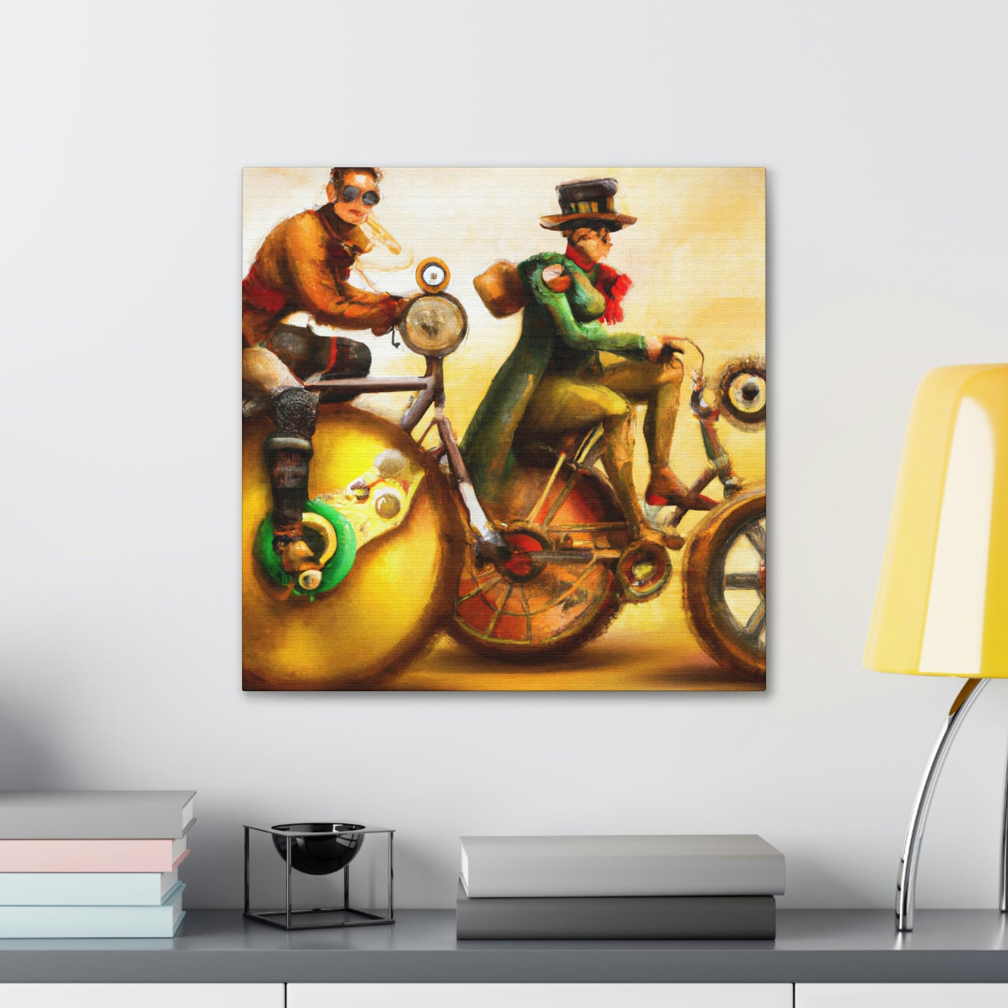 Biking in Steampunkland - Canvas