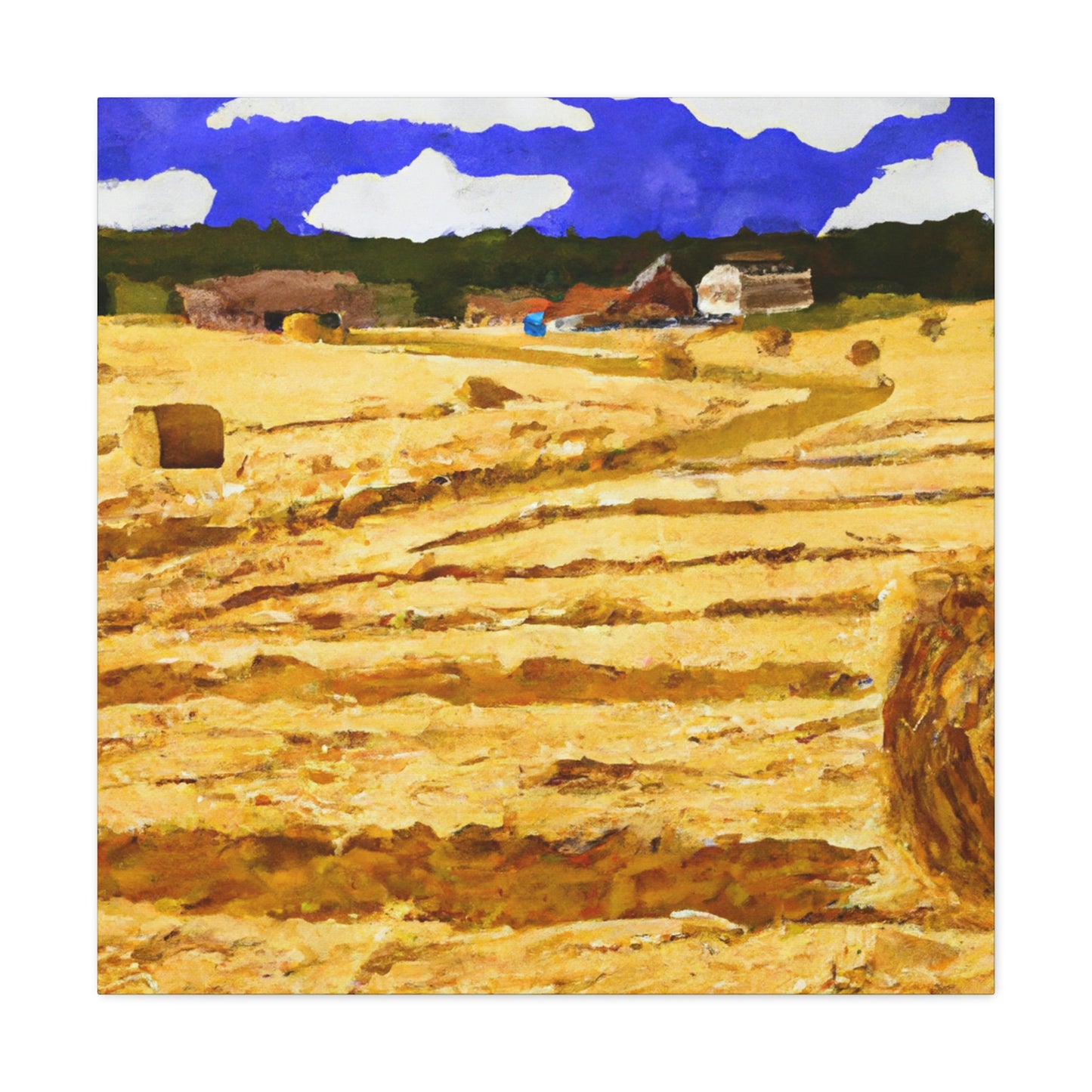 Hayfield by Moonlight - Canvas