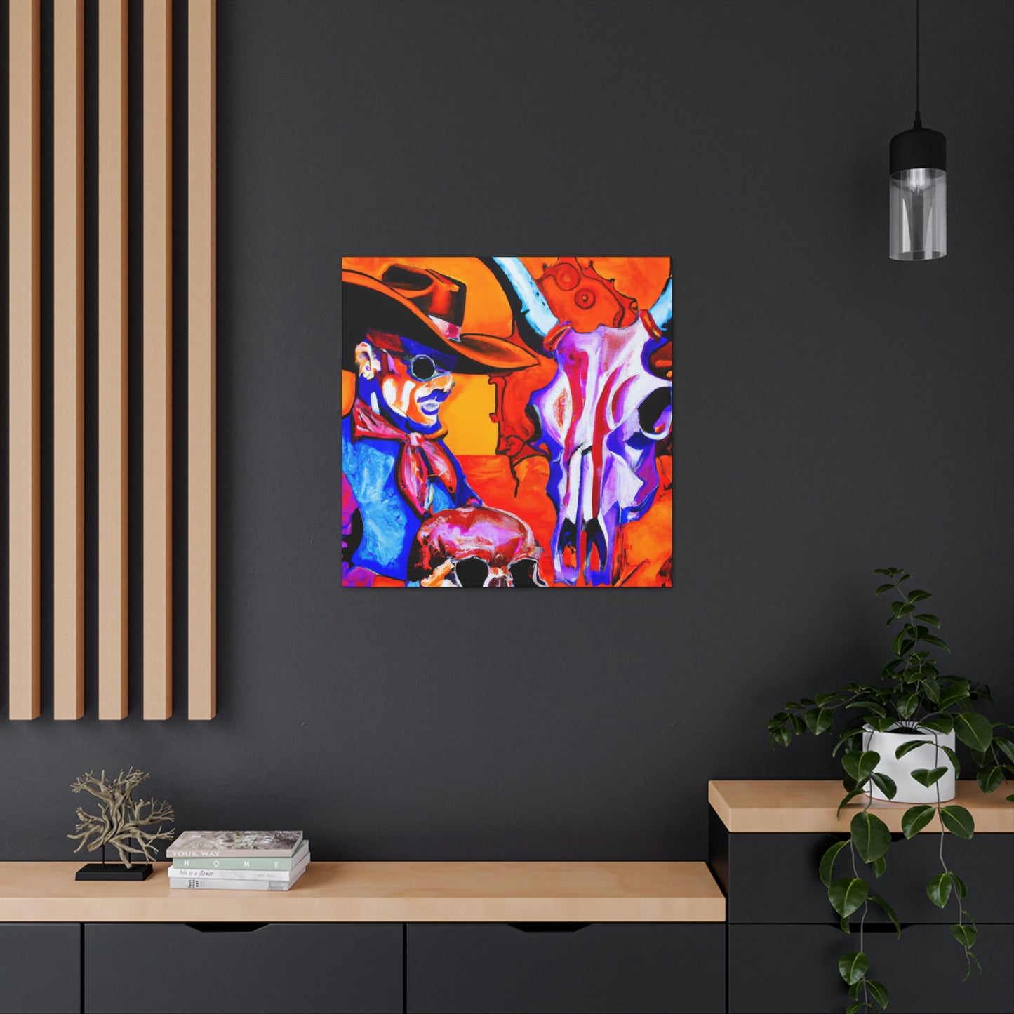 Cow Skull In Deco - Canvas