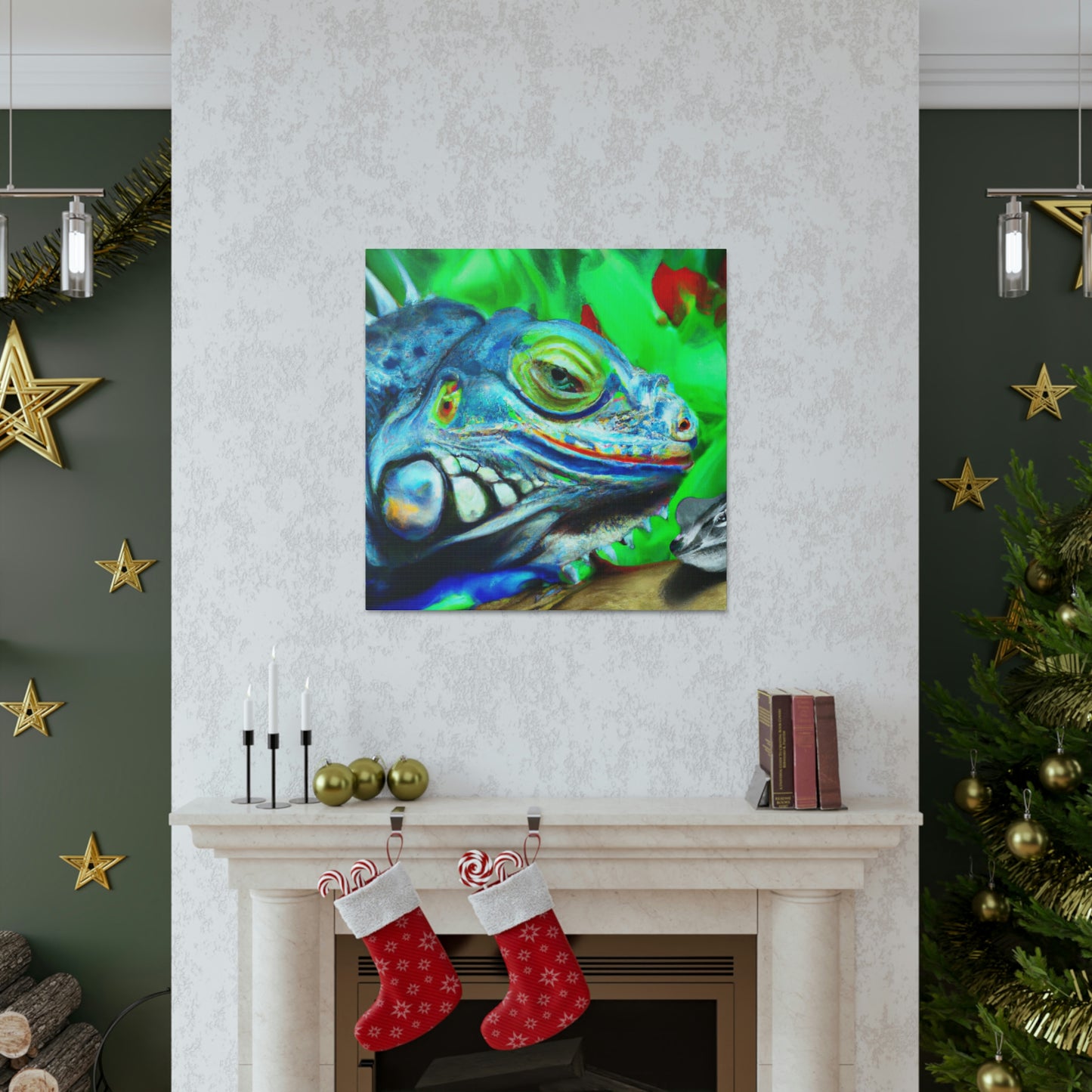 "Green Iguana Dreamscape" - Canvas