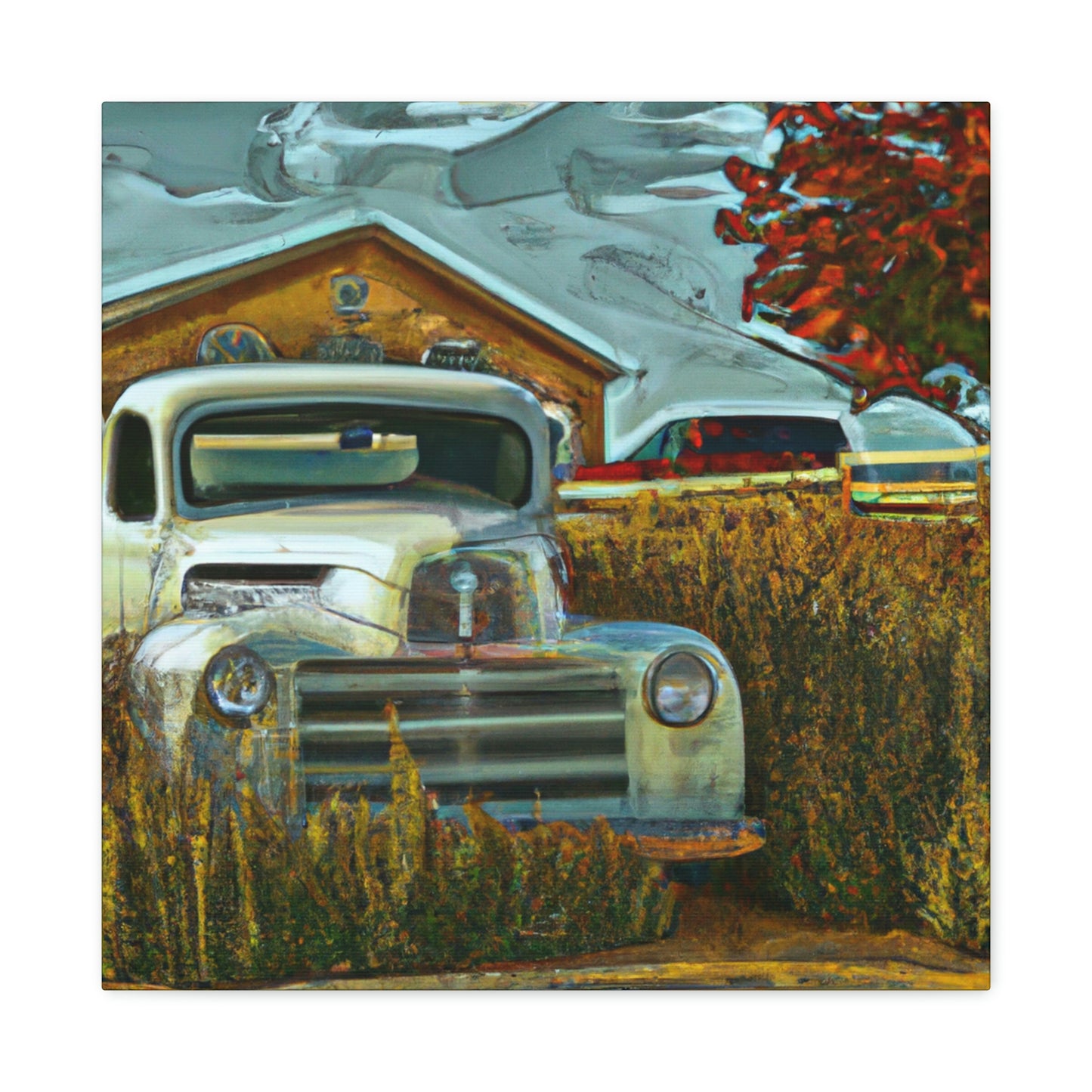 "Rustic Retreat Truckscape" - Canvas