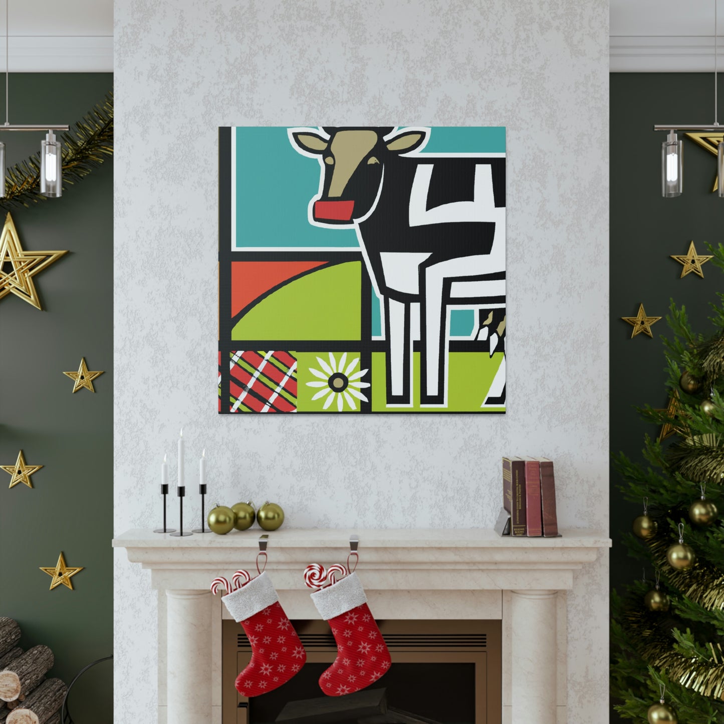 "Cow among Art Deco" - Canvas