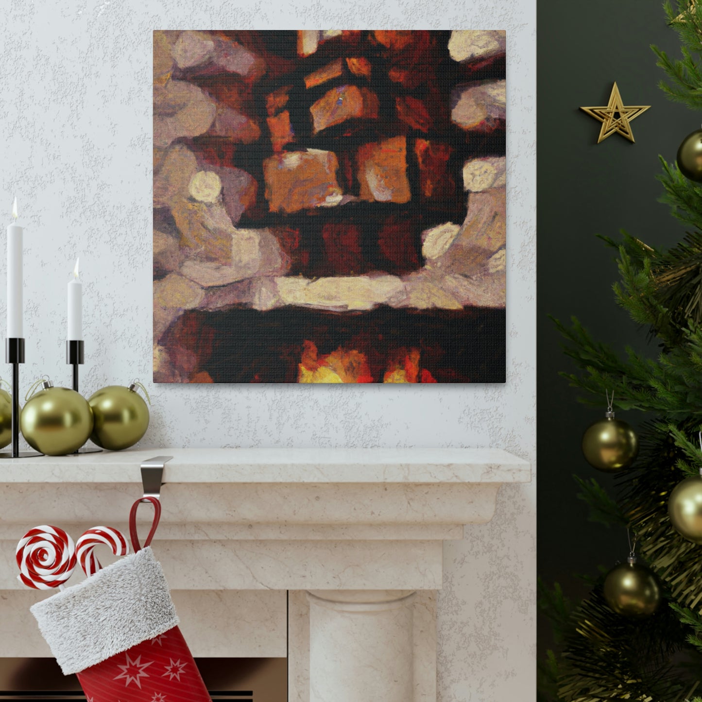 Fiery Hearth Embers - Canvas