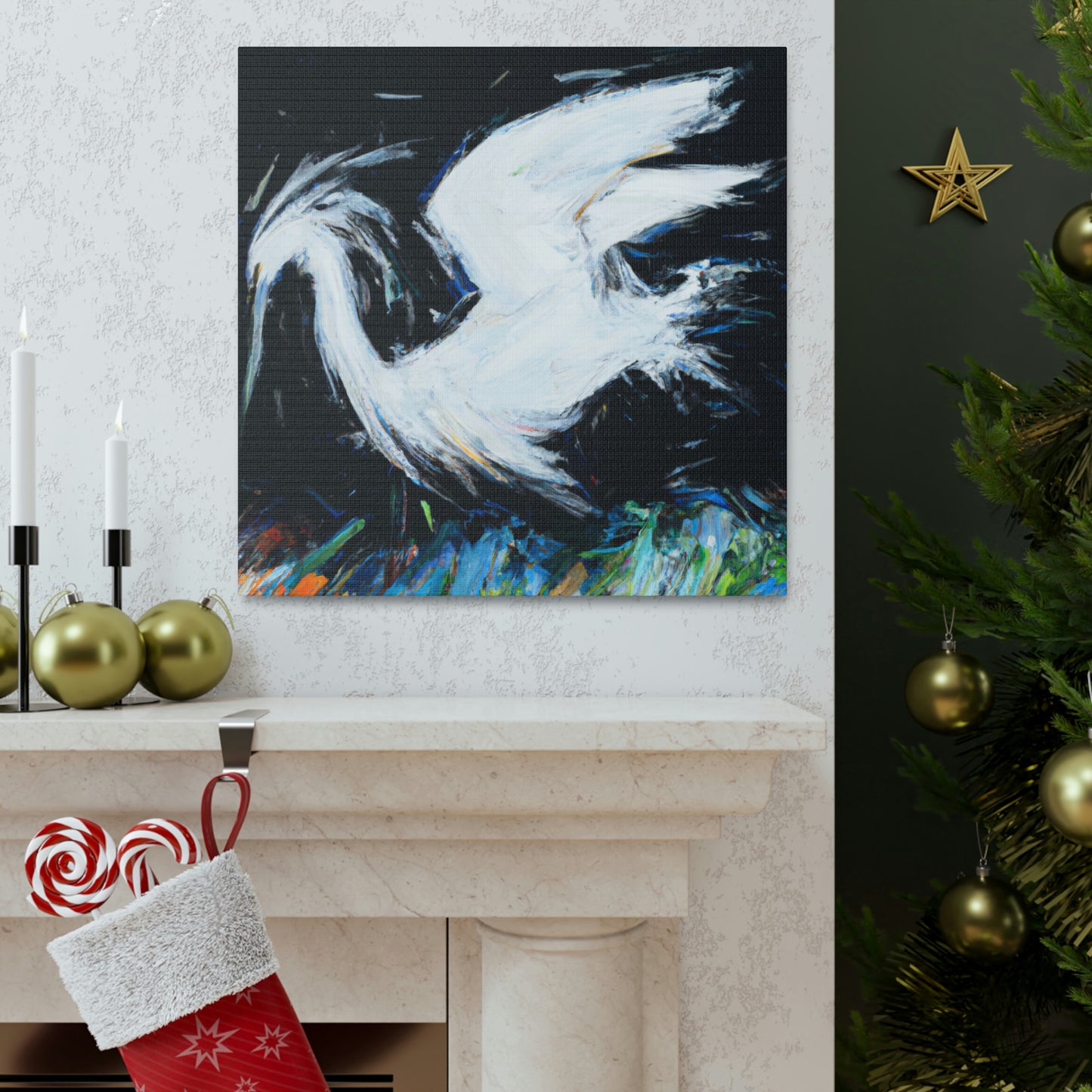 Snowy Egret Splendor. - Canvas