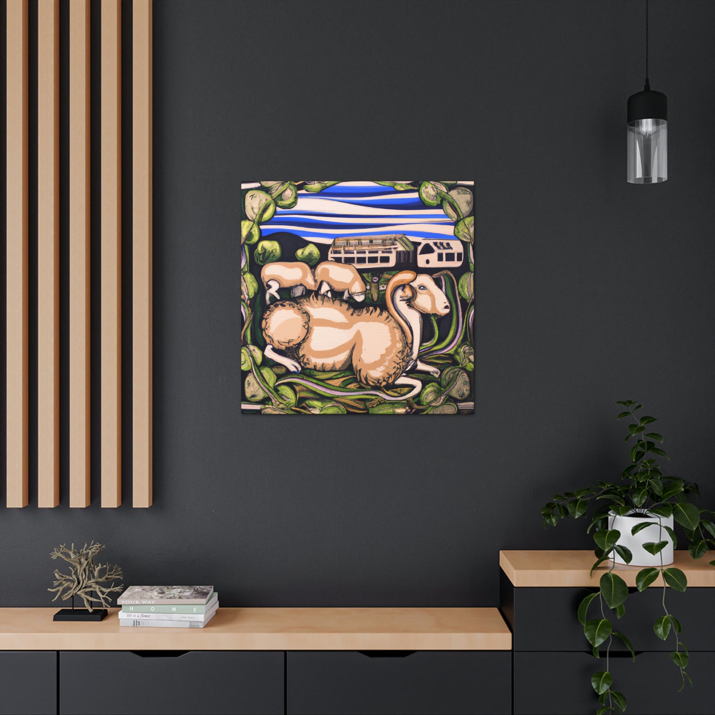 Sheep in Jamunarose - Canvas