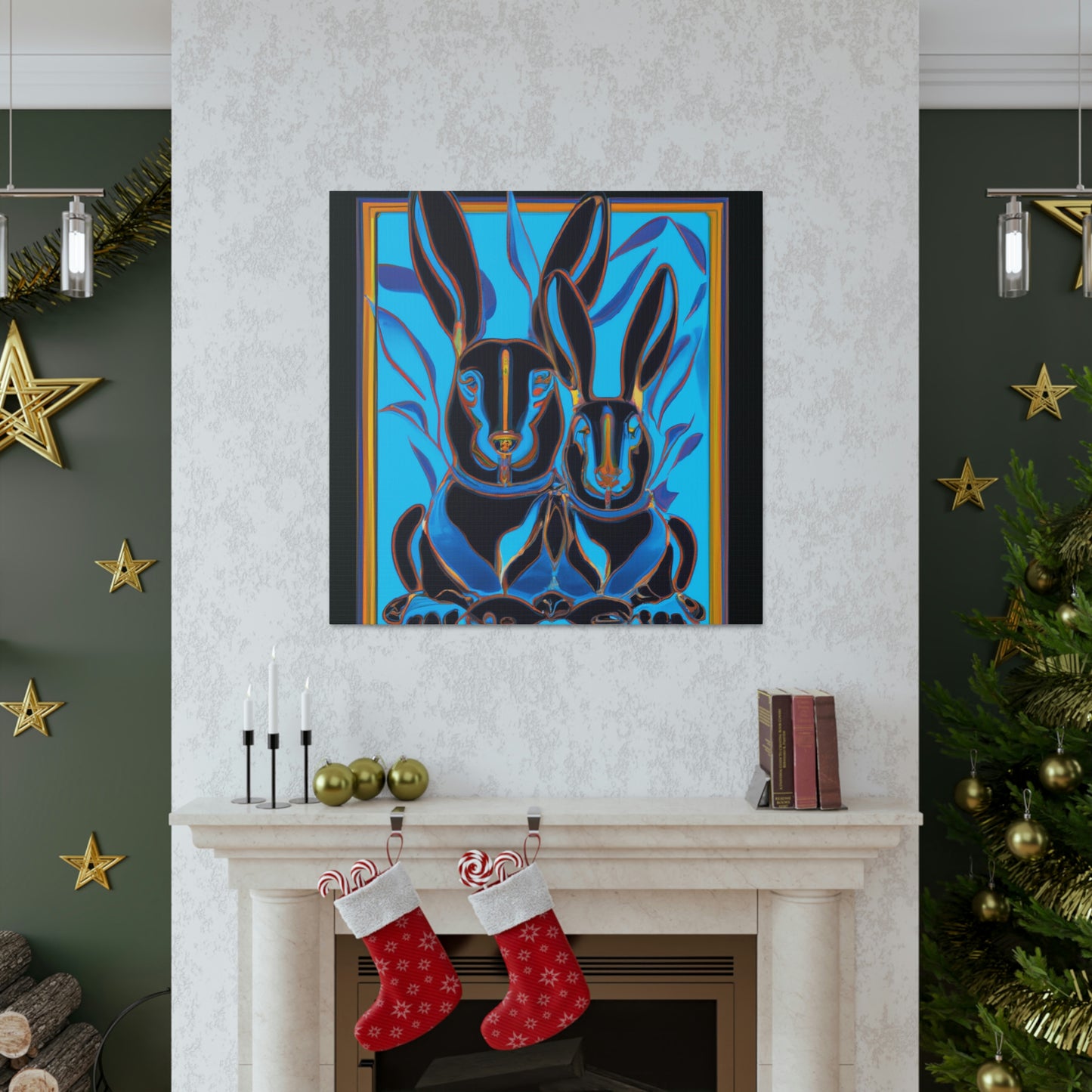 "Rabbits in Deco Land" - Canvas