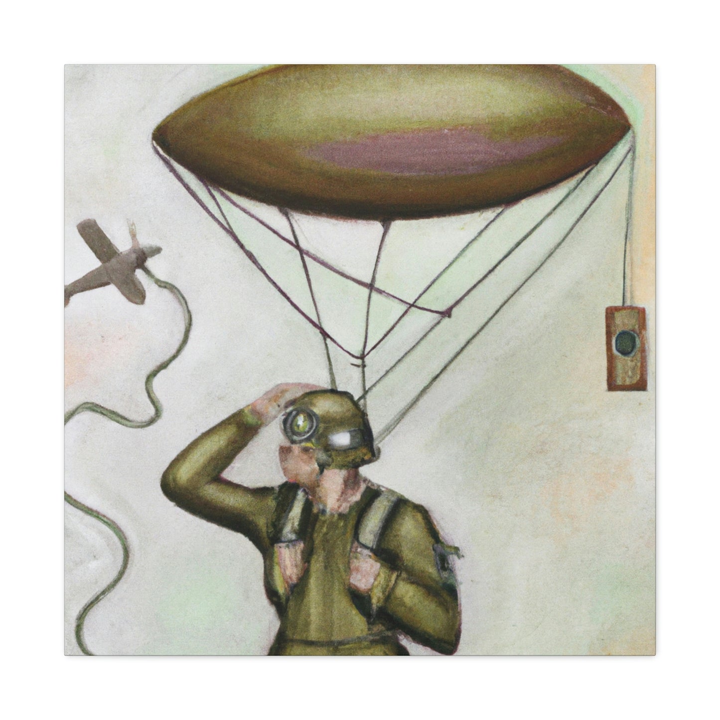 Paratrooper in Moonlight. - Canvas