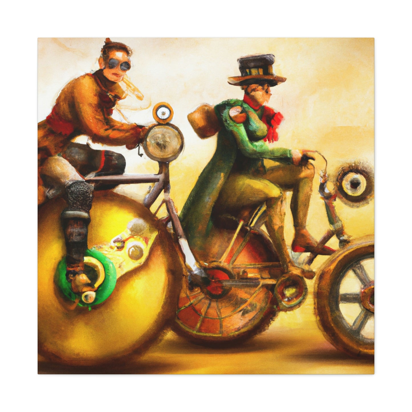 Biking in Steampunkland - Canvas