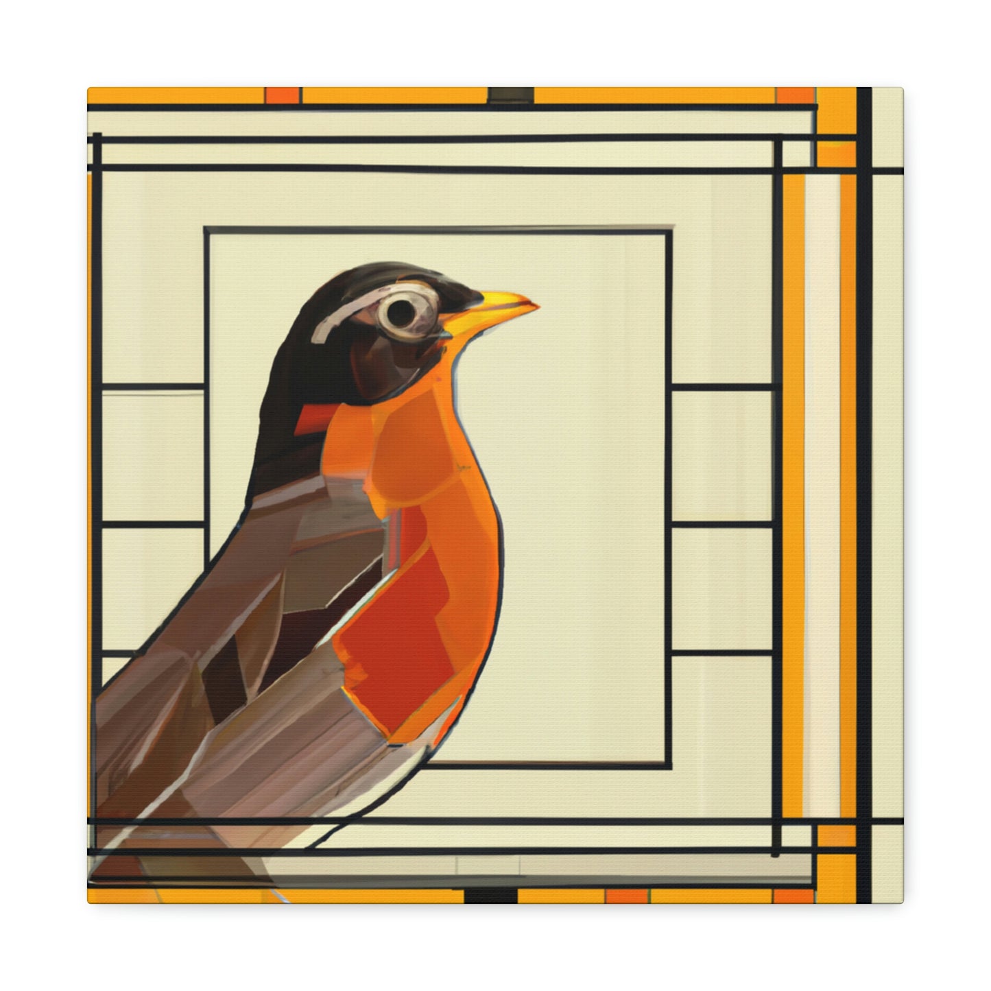 "Singing Art Deco Robin" - Canvas