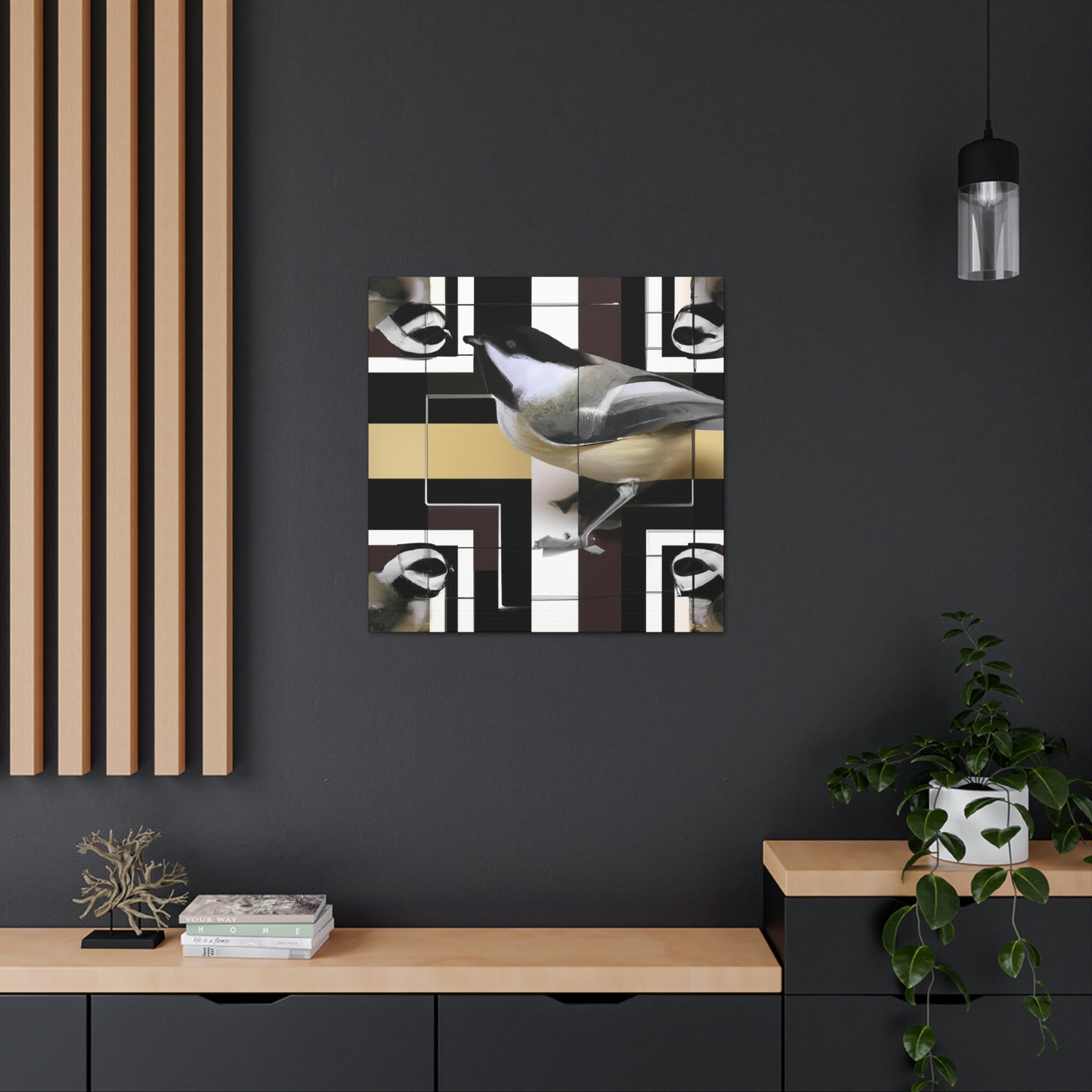 "Chickadee in Deco Style" - Canvas