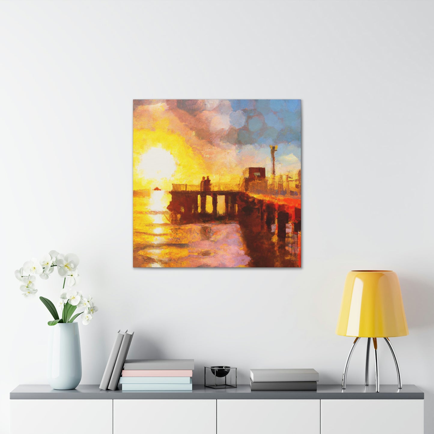 Pier Sunlit Reflection - Canvas