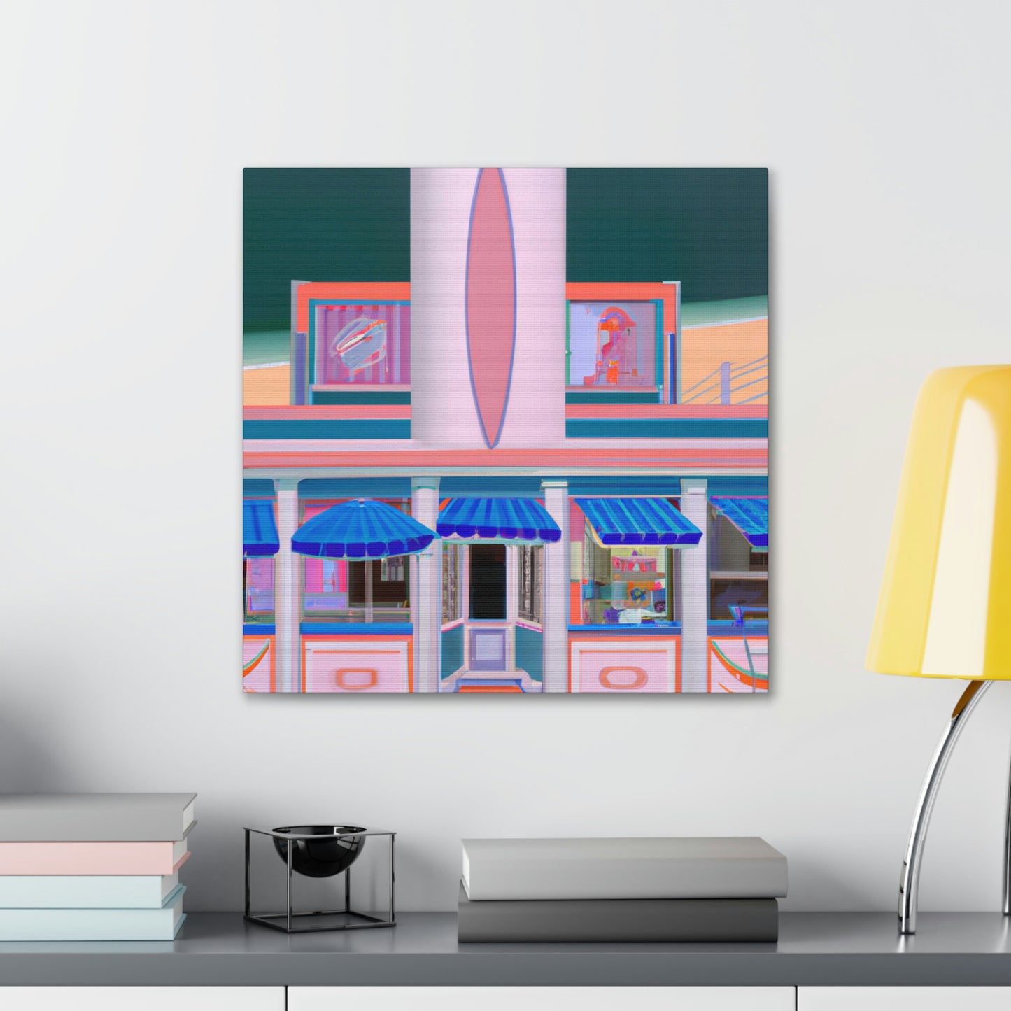 "Sunlit Seaside Shopping" - Canvas