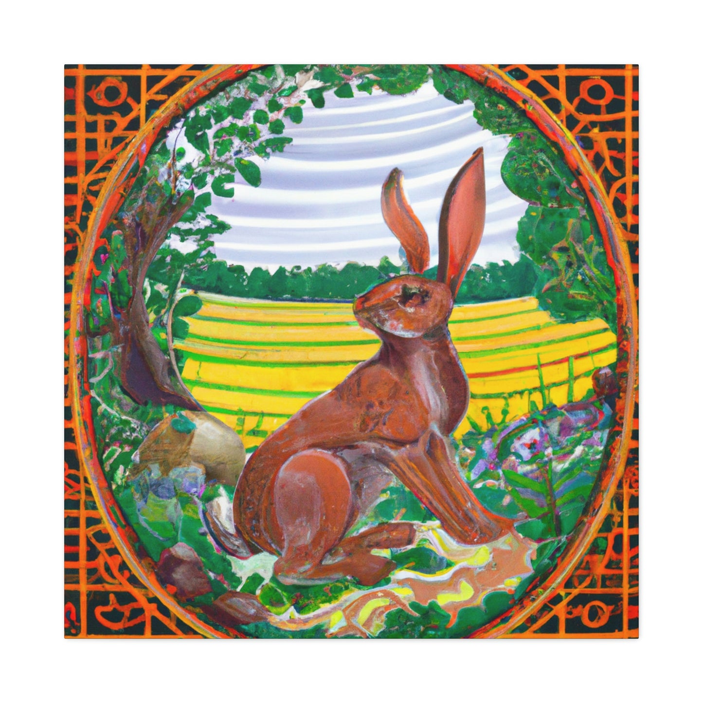 Rabbit in Art Nouveau - Canvas