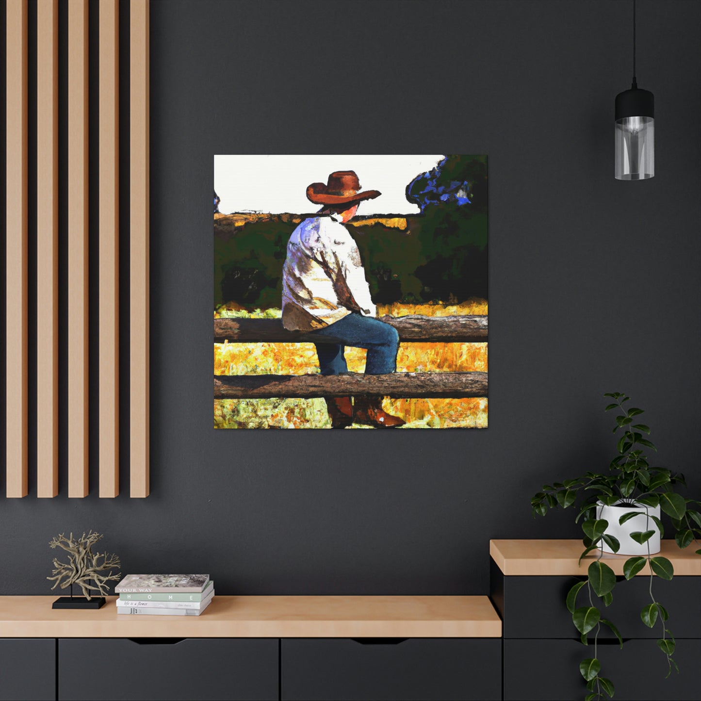 Cowboy on the Fence - Canvas