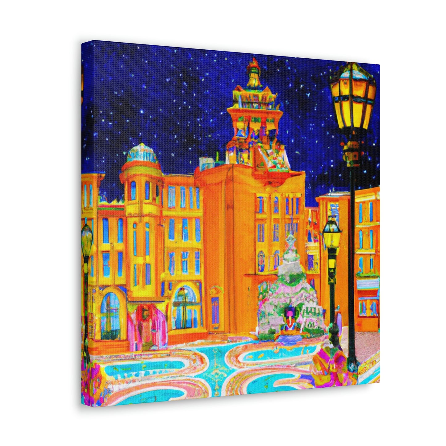 City Square in Moonlight - Canvas