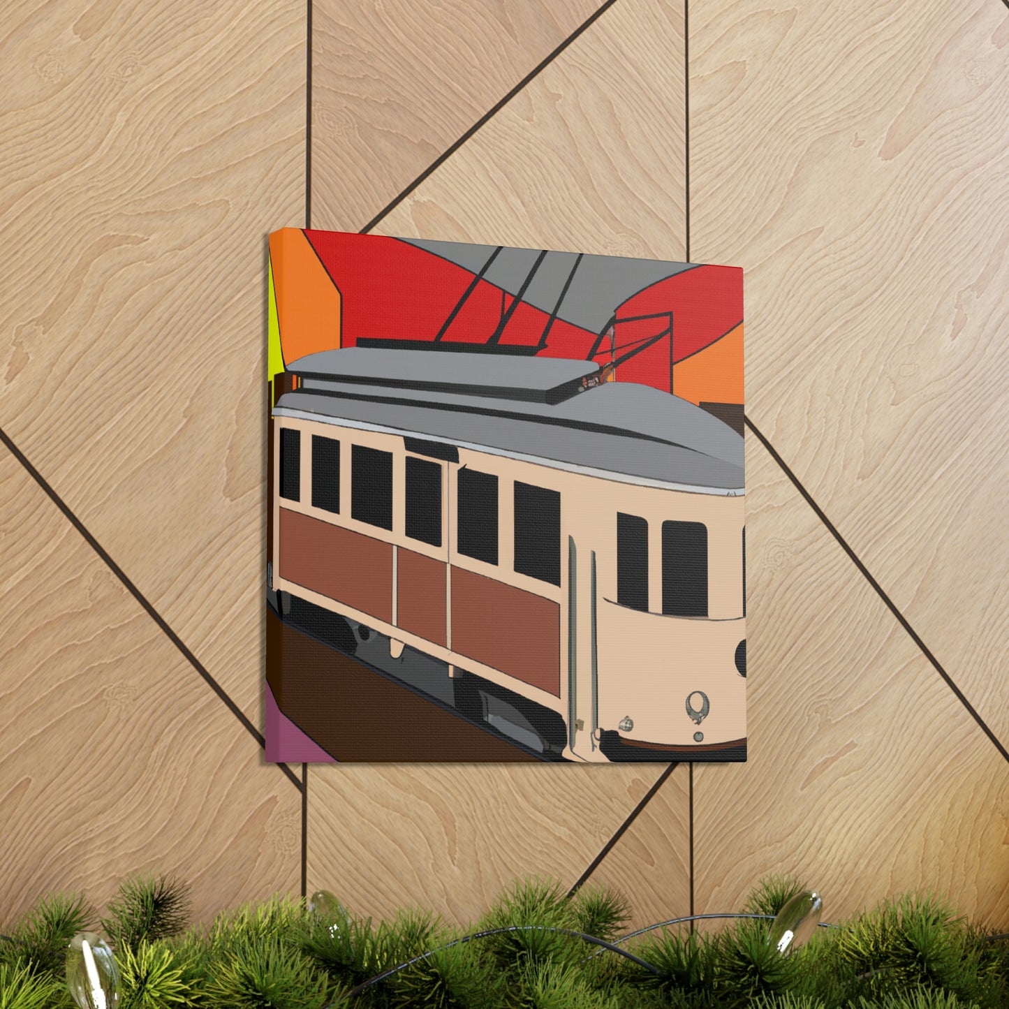 "Tram of Twinkling Lights" - Canvas