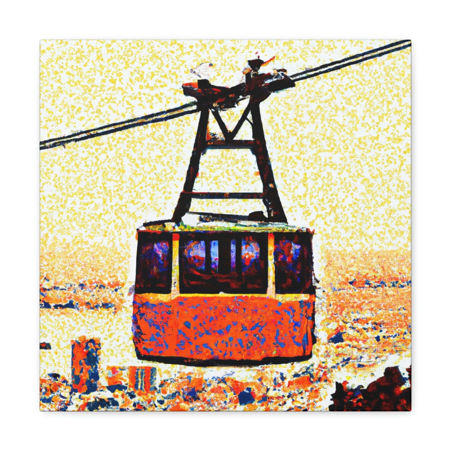 Cable Car Pointillism - Canvas