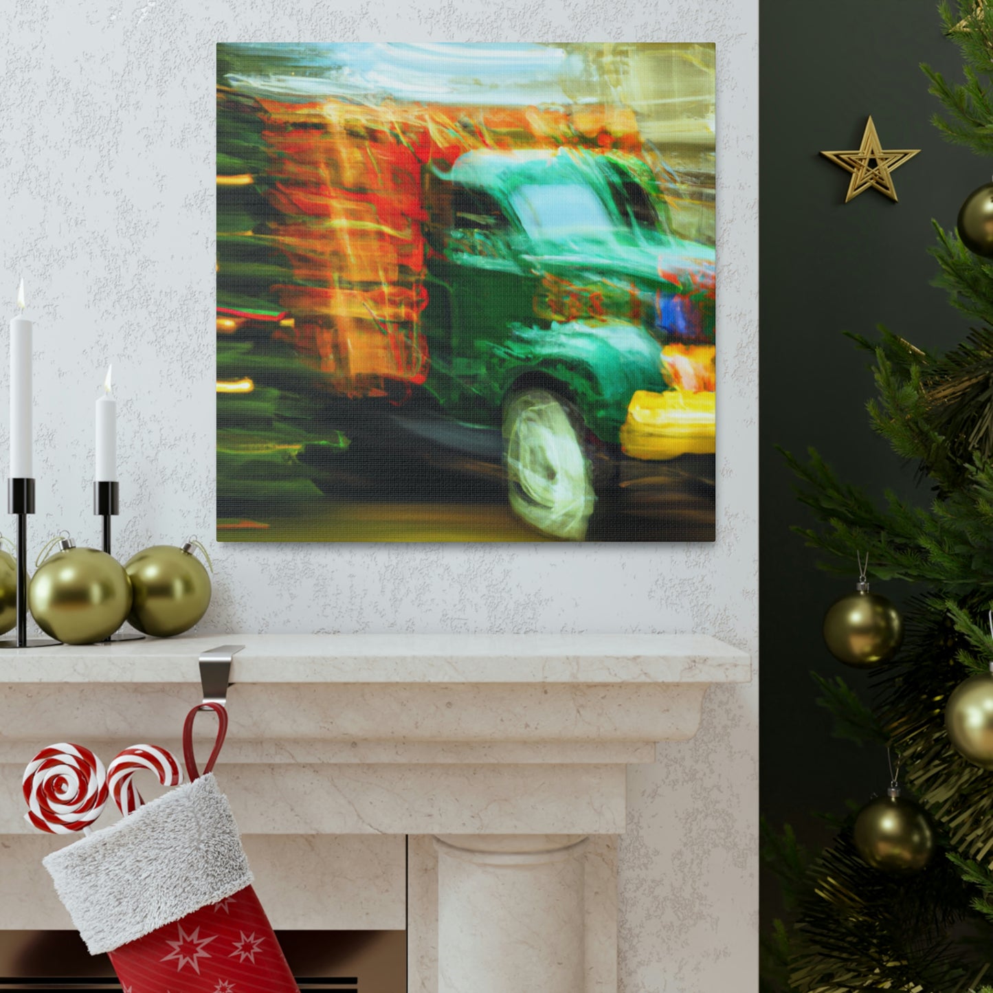 "Truck with Christmas Cheer" - Canvas