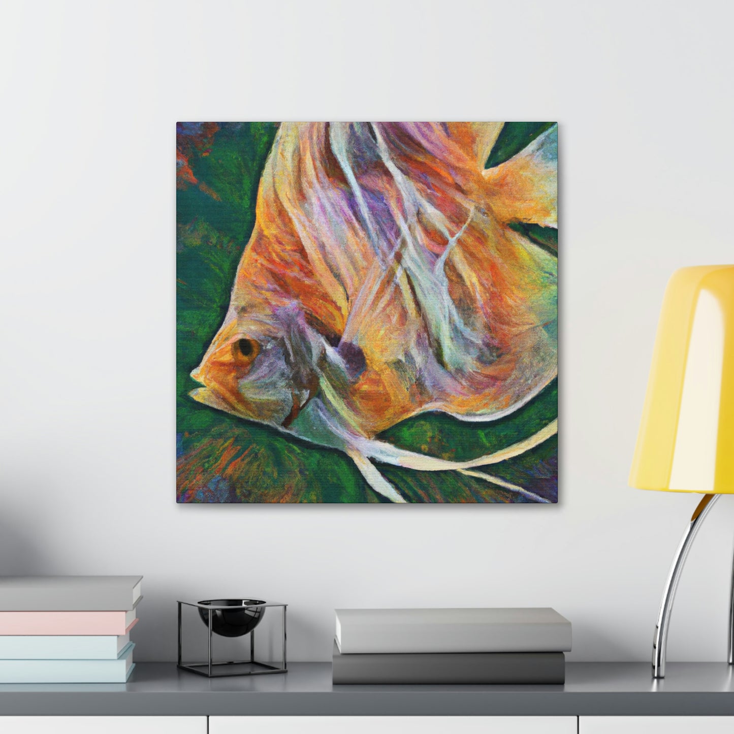 "Angelfish Under Waterfall" - Canvas