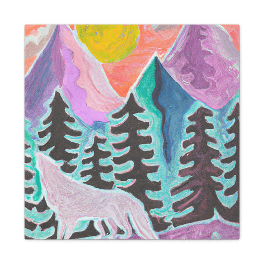 "Wolf in Wilderness Scene" - Canvas