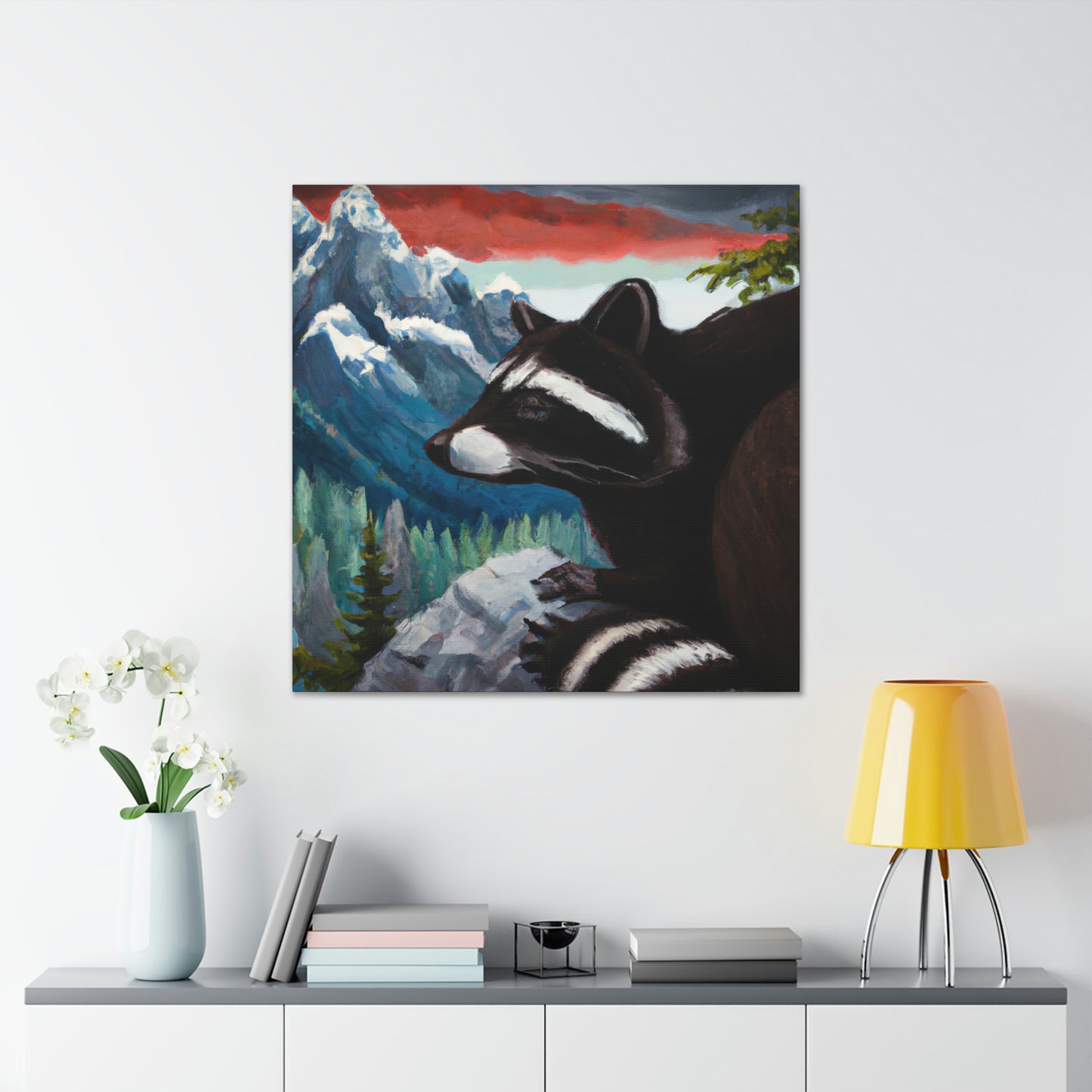 Raccoon in Art Deco. - Canvas