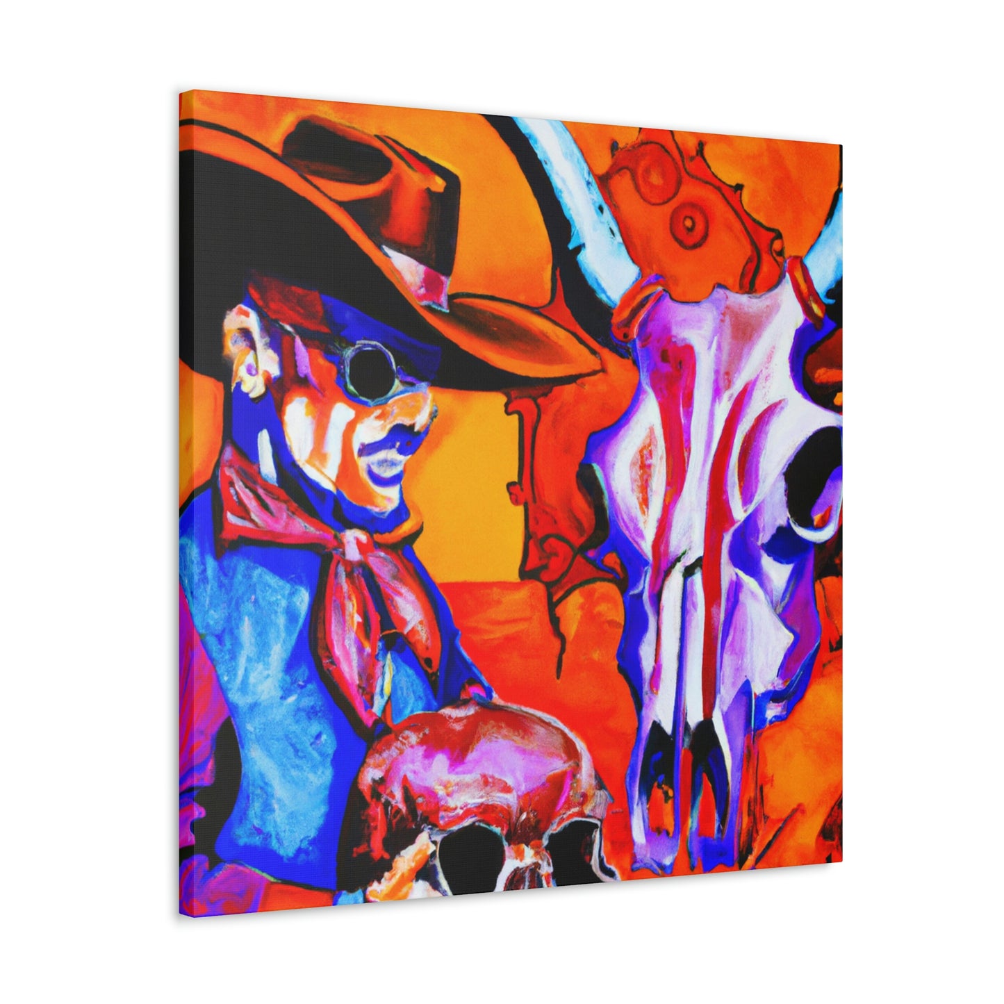 Cow Skull In Deco - Canvas