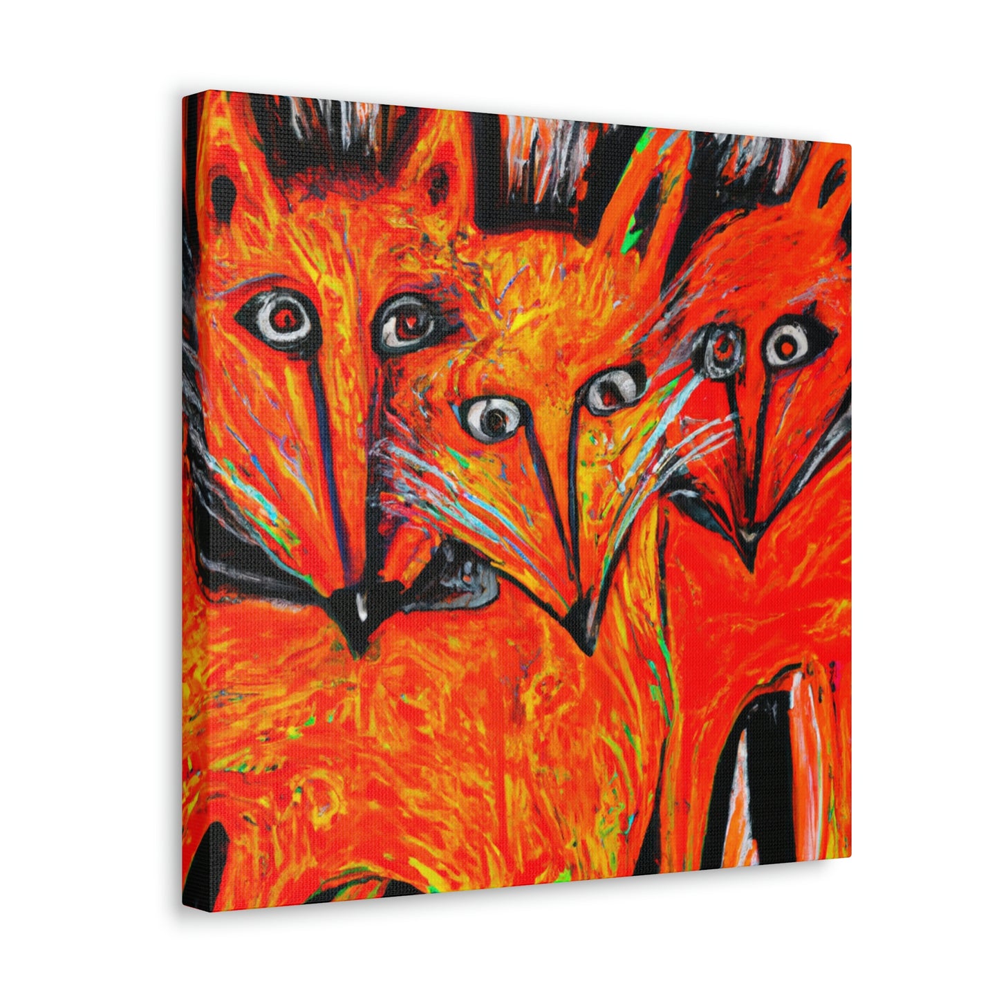 Foxes in Moonlight. - Canvas