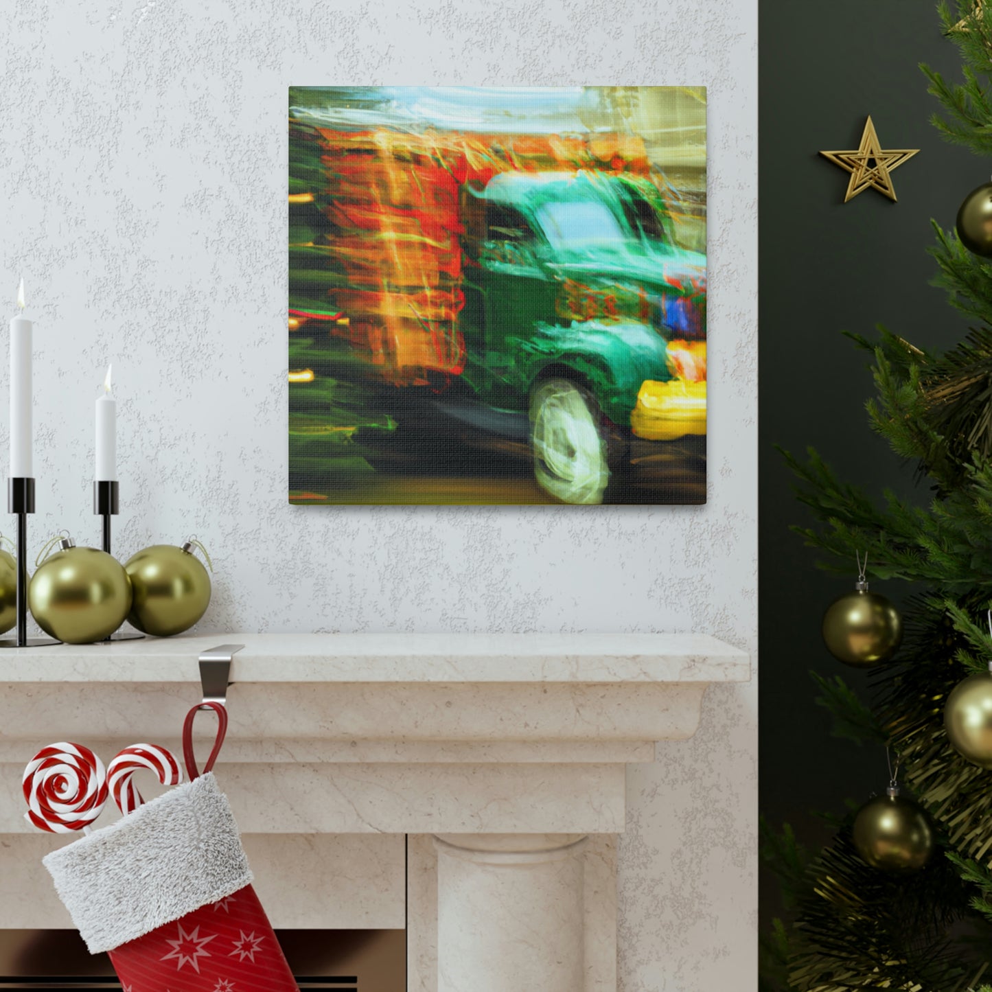 "Truck with Christmas Cheer" - Canvas