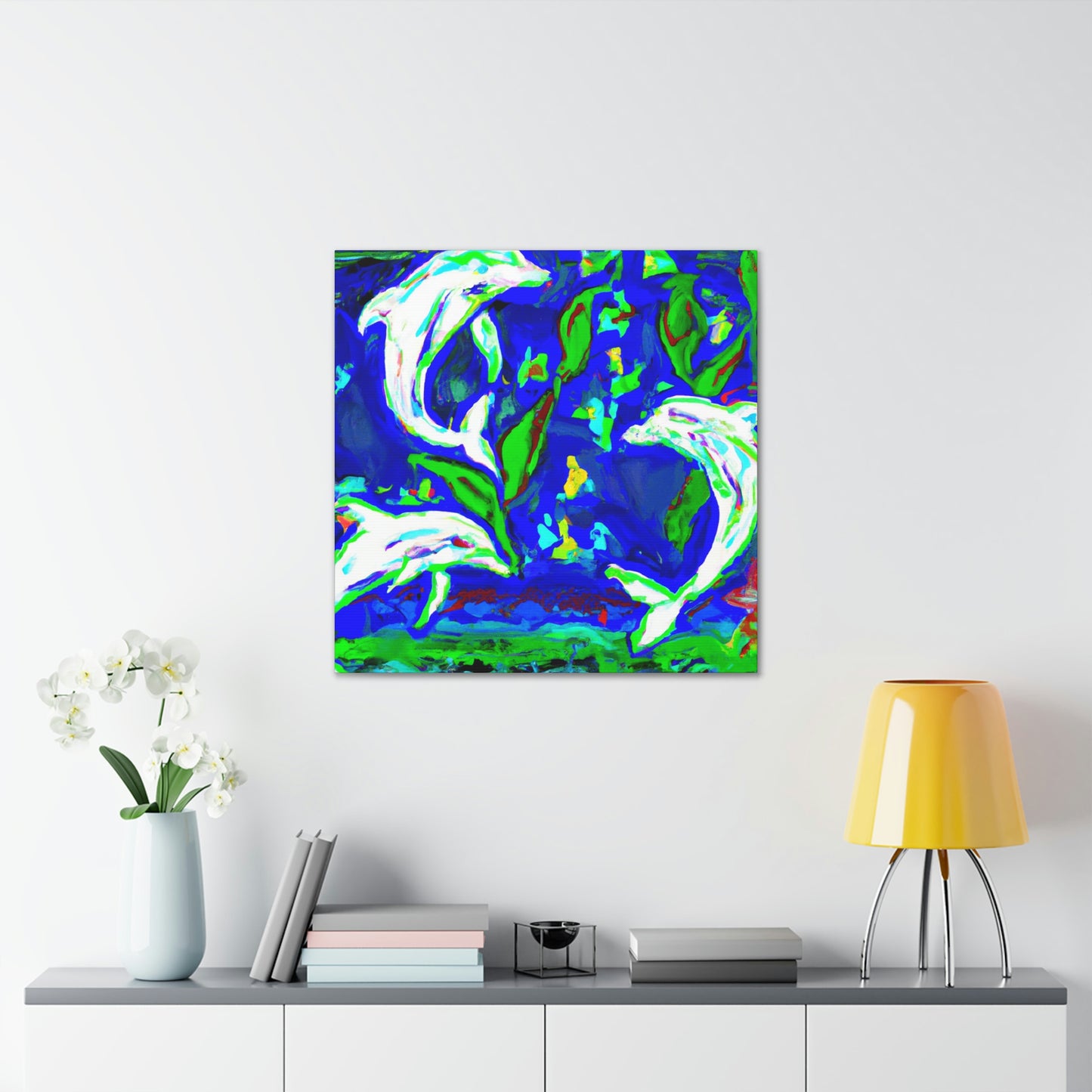 Dolphins Dance in Color - Canvas