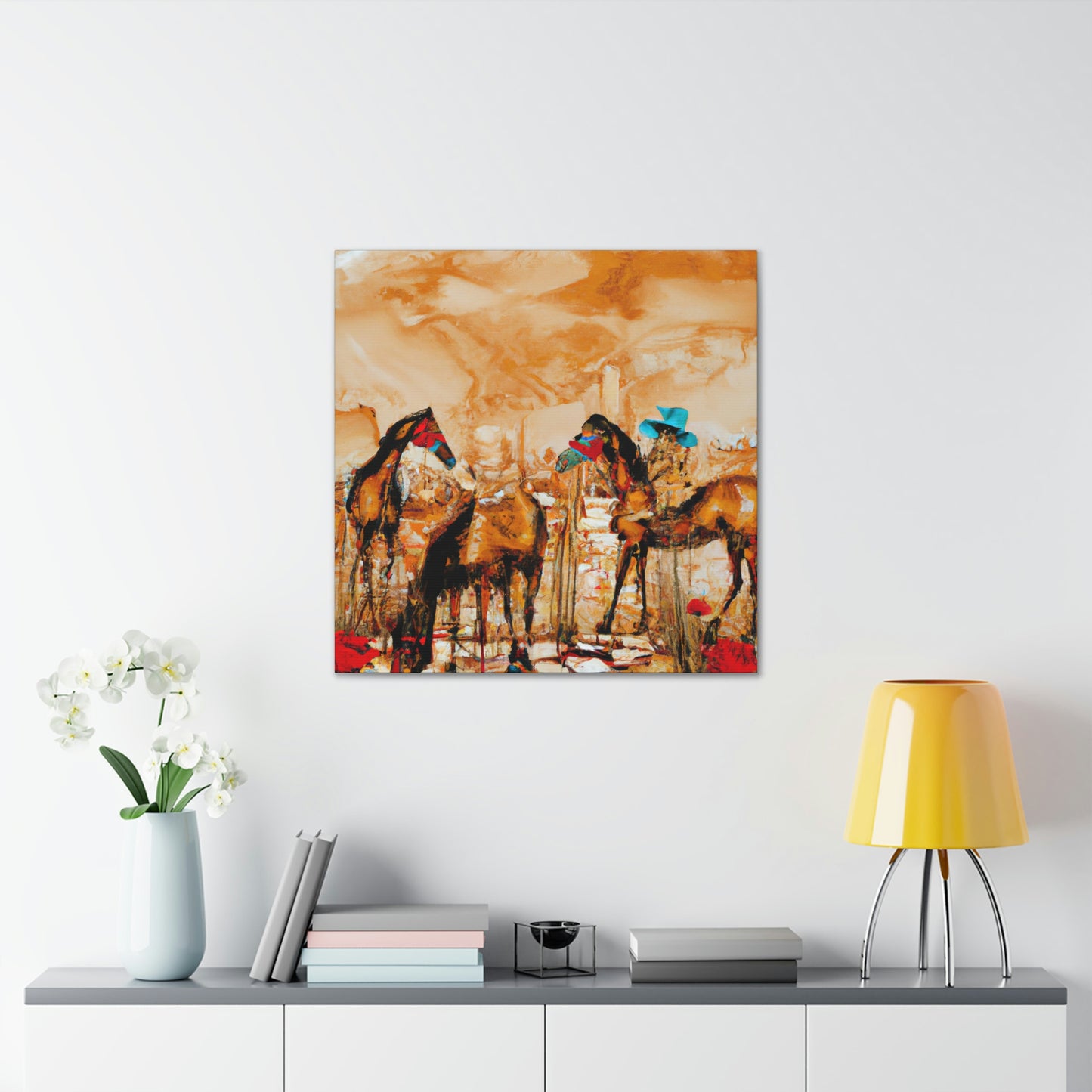 "Horses Grazing Horizon" - Canvas