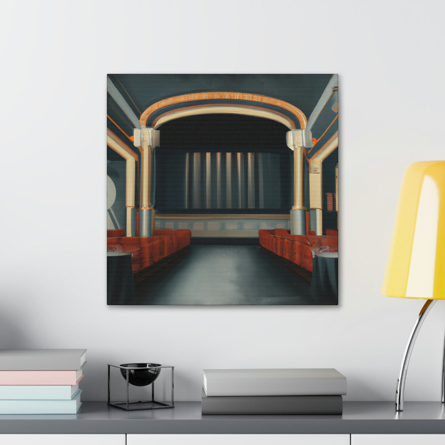 "Vintage Movie Theater Scene" - Canvas