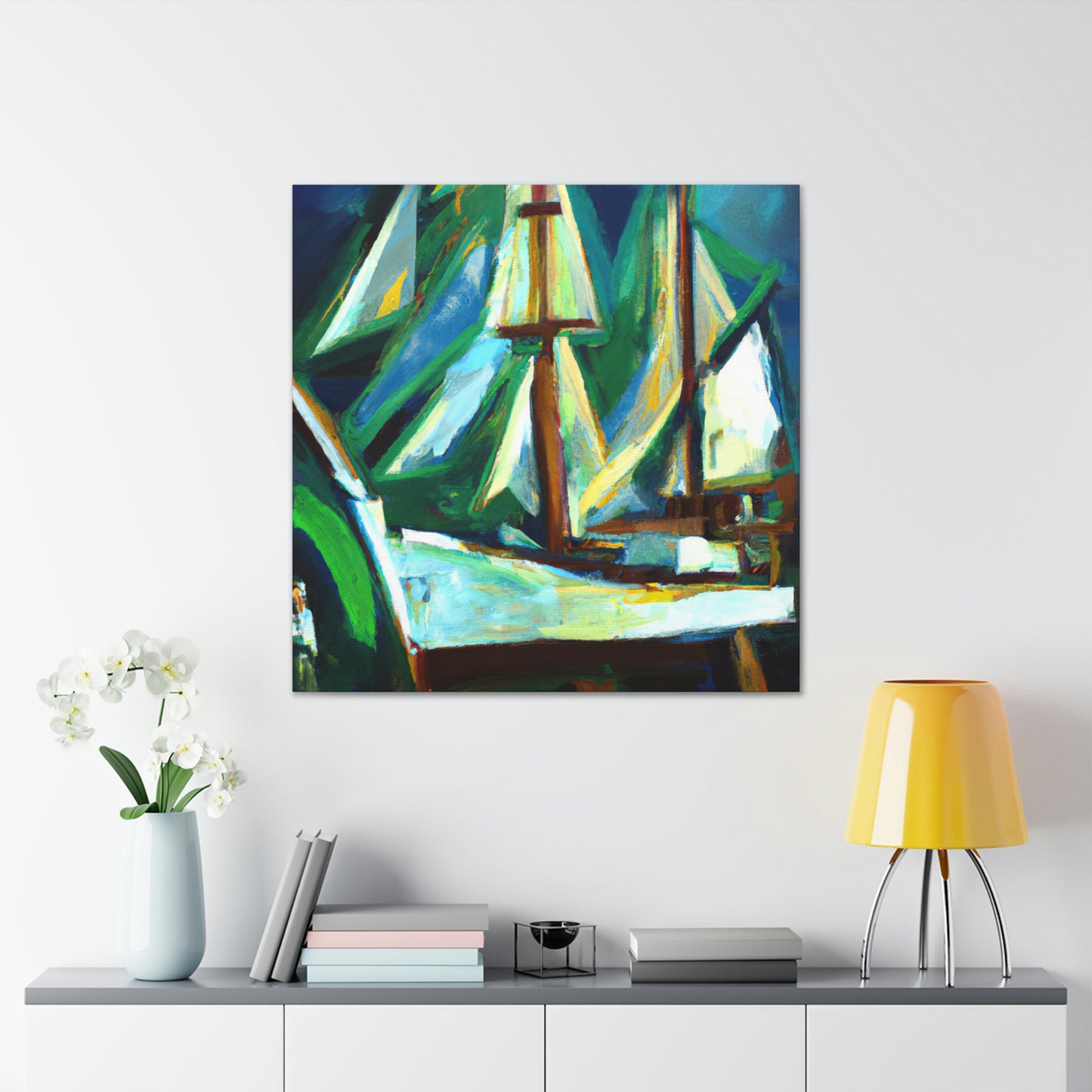 Boat on Blue Sea - Canvas