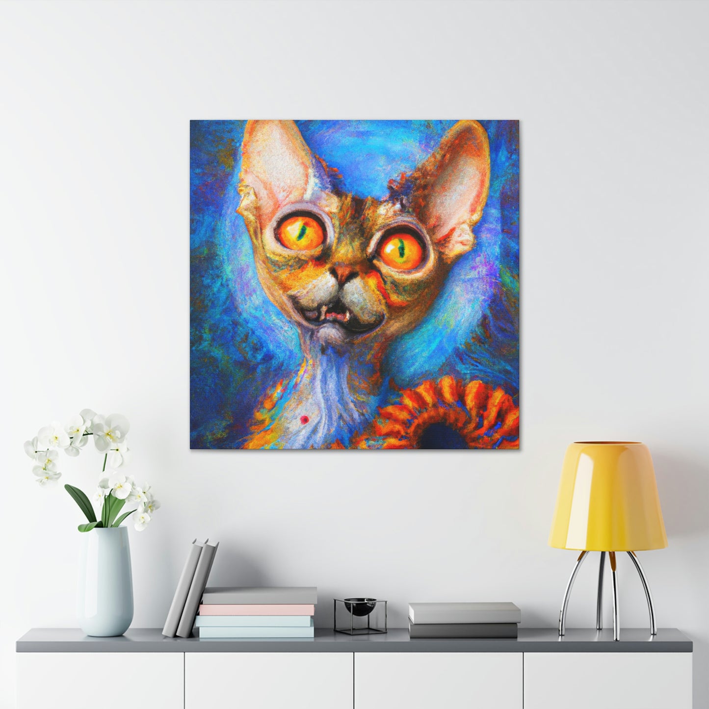 "Devon Rex Regal Portrait" - Canvas