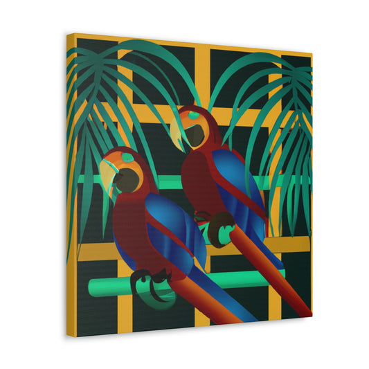 "Macaws in Neon Hues" - Canvas